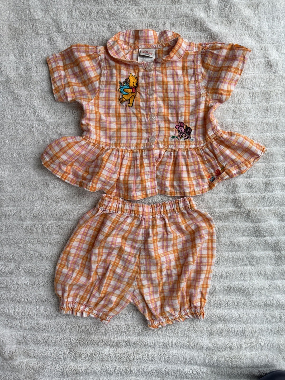 Vintage 90s Disney Store Winnie The Pooh Girls Toddler Set Gingham 18m piglet
