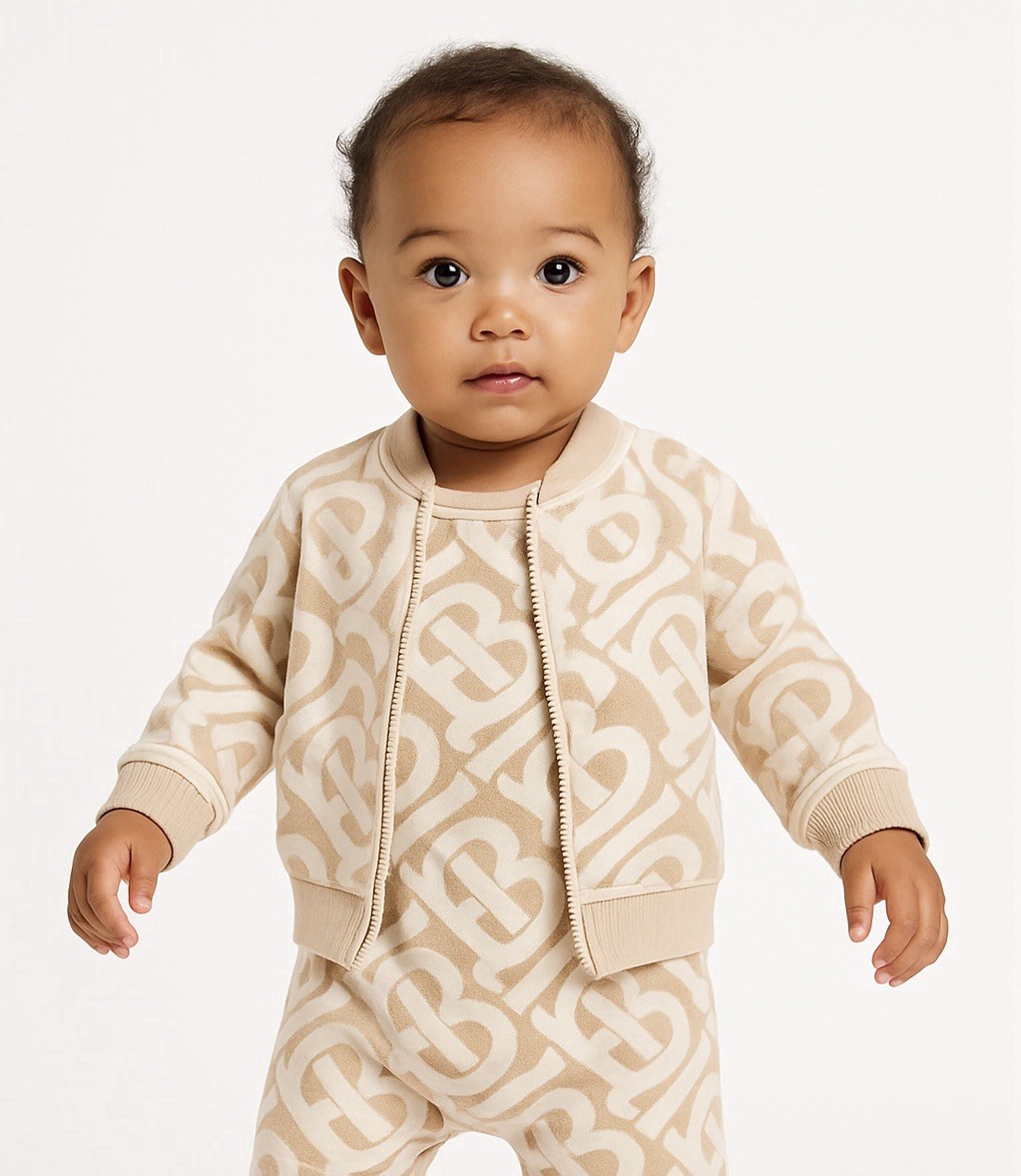 BURBERRY Beige Monogram Baby Romper Gift Set NEW! 3-6 months