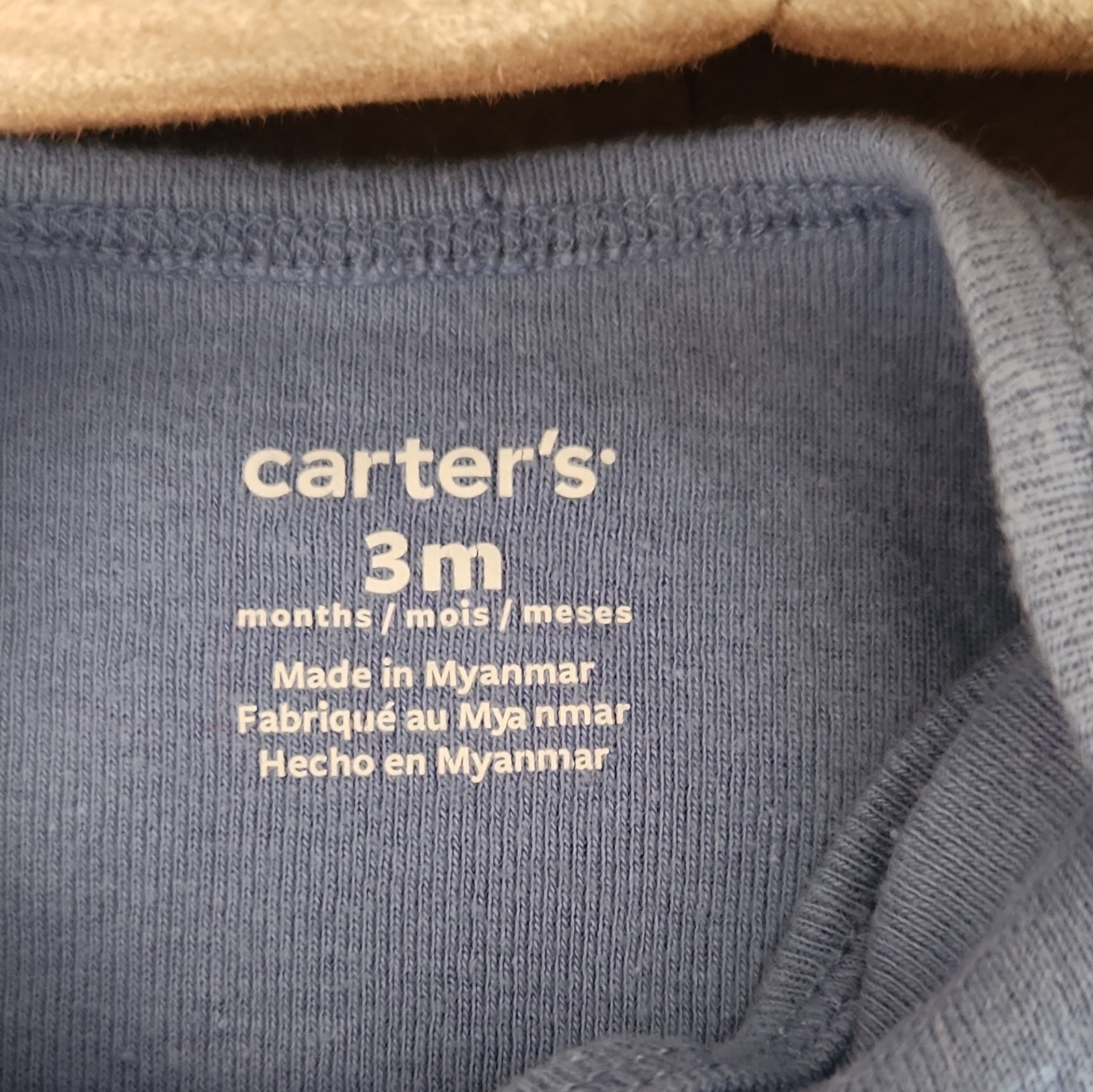 Carter’s Unisex 3M 2pc Cotton Knit Bodysuit & Pants Animal Print Blue/Beige