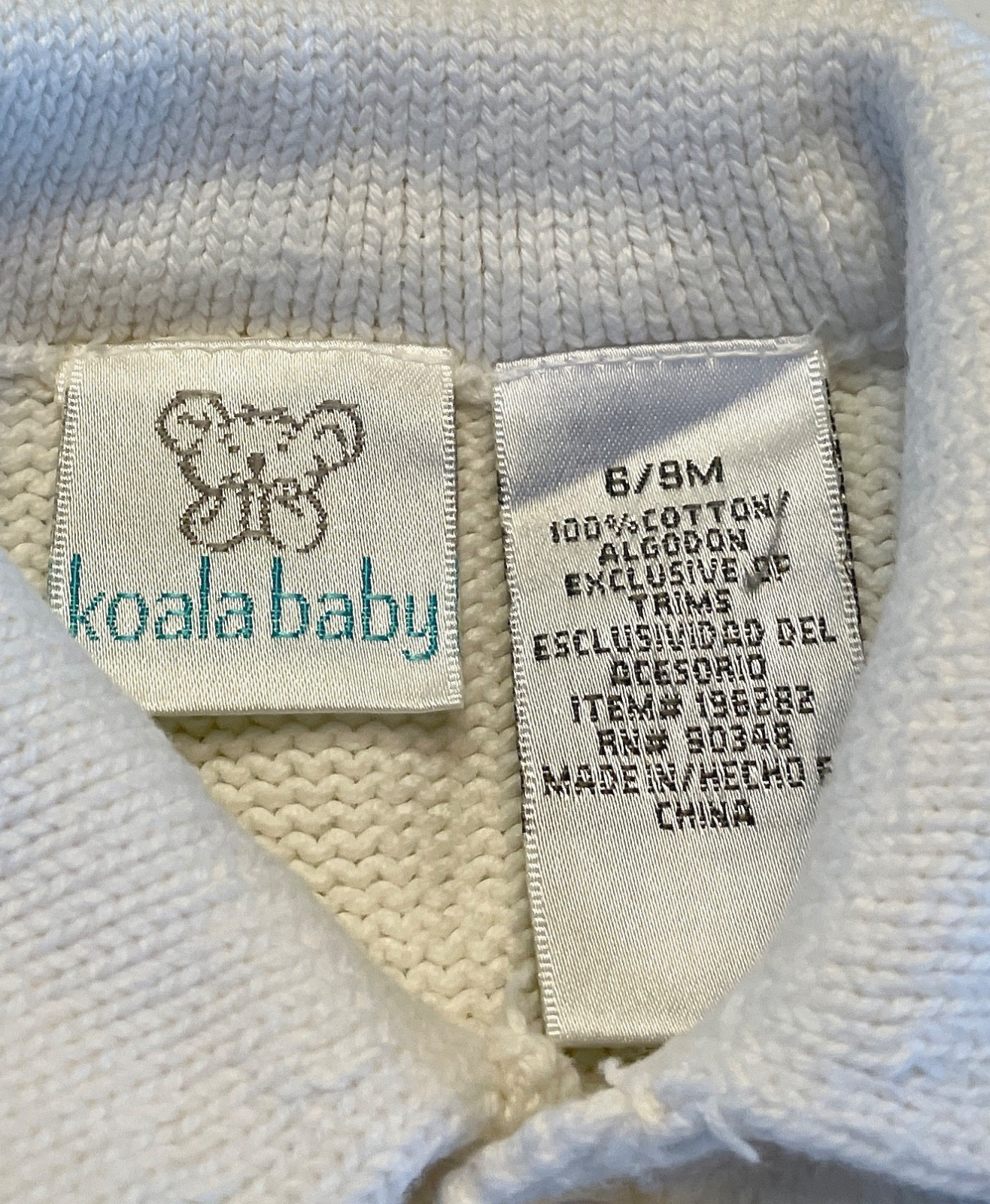 KOALA BABY Teddy Bear Appliqué Knit Sweater One-Piece Romper & Booties Set 6-9M