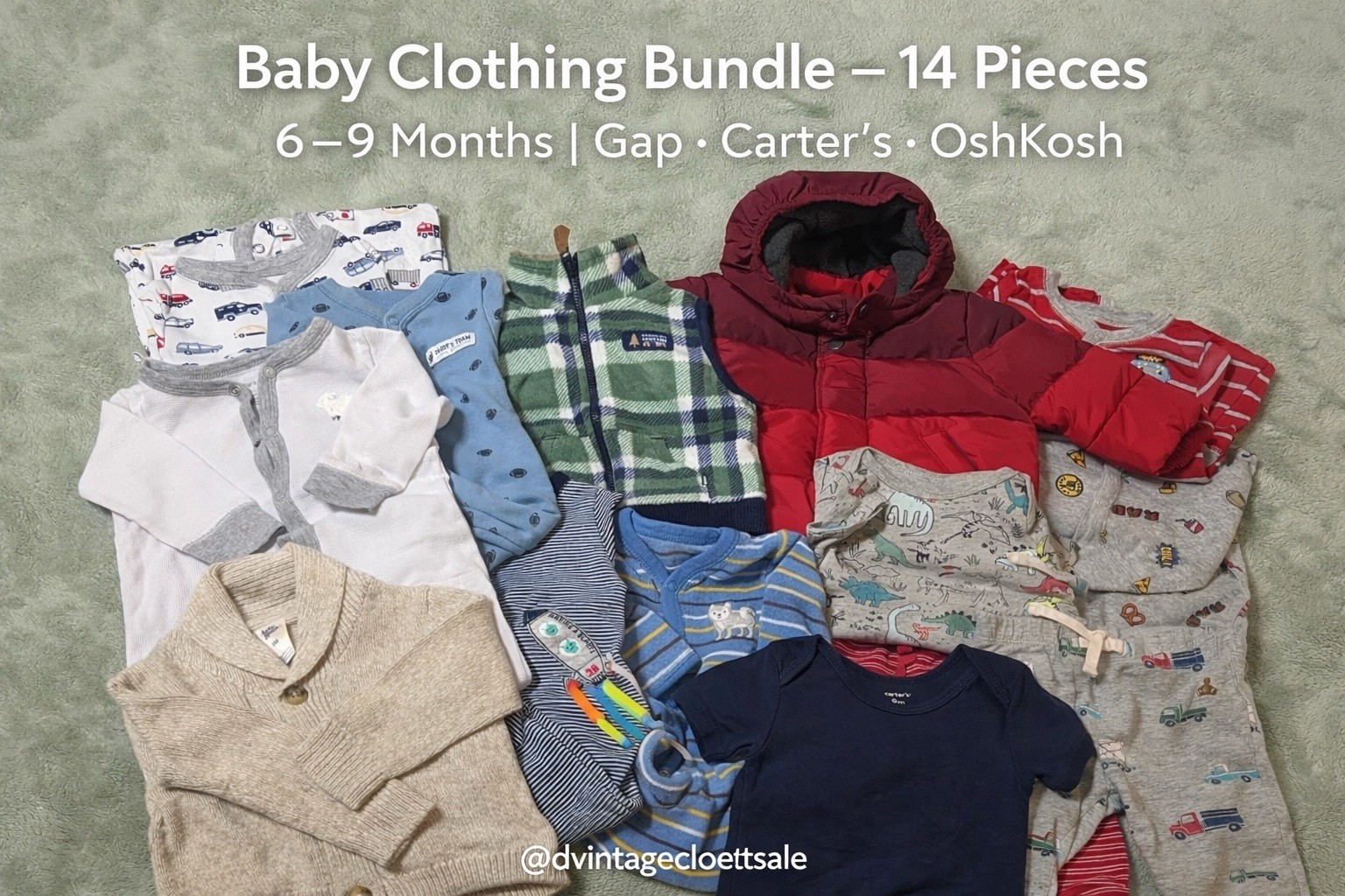 Baby Boy Bundle 6-9 Months 14 Pieces Gap, Carters Aming Others