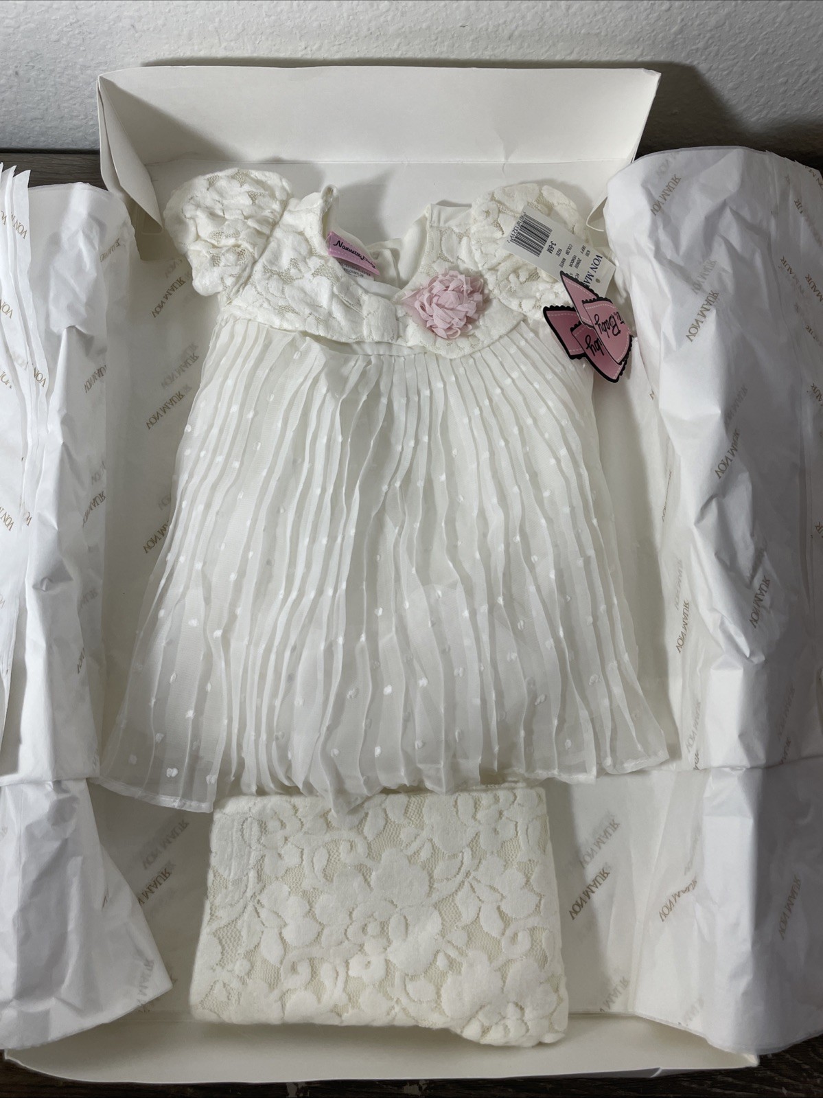 Nannette Baby Girl White Dress & Lace Leggings Outfit Set 3-6 Months NWT