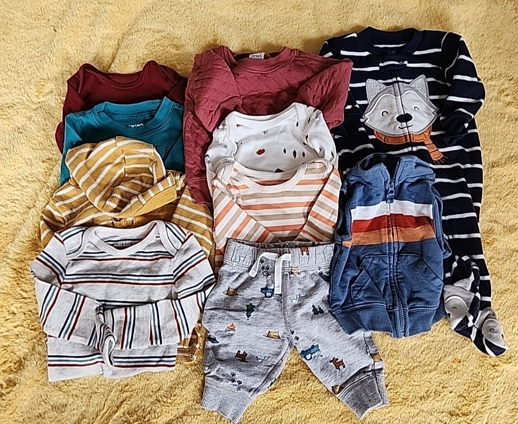 “Adventure Begins” 3-month Baby Boys Vest Pajamas Tops Sweater By Carters Earthy