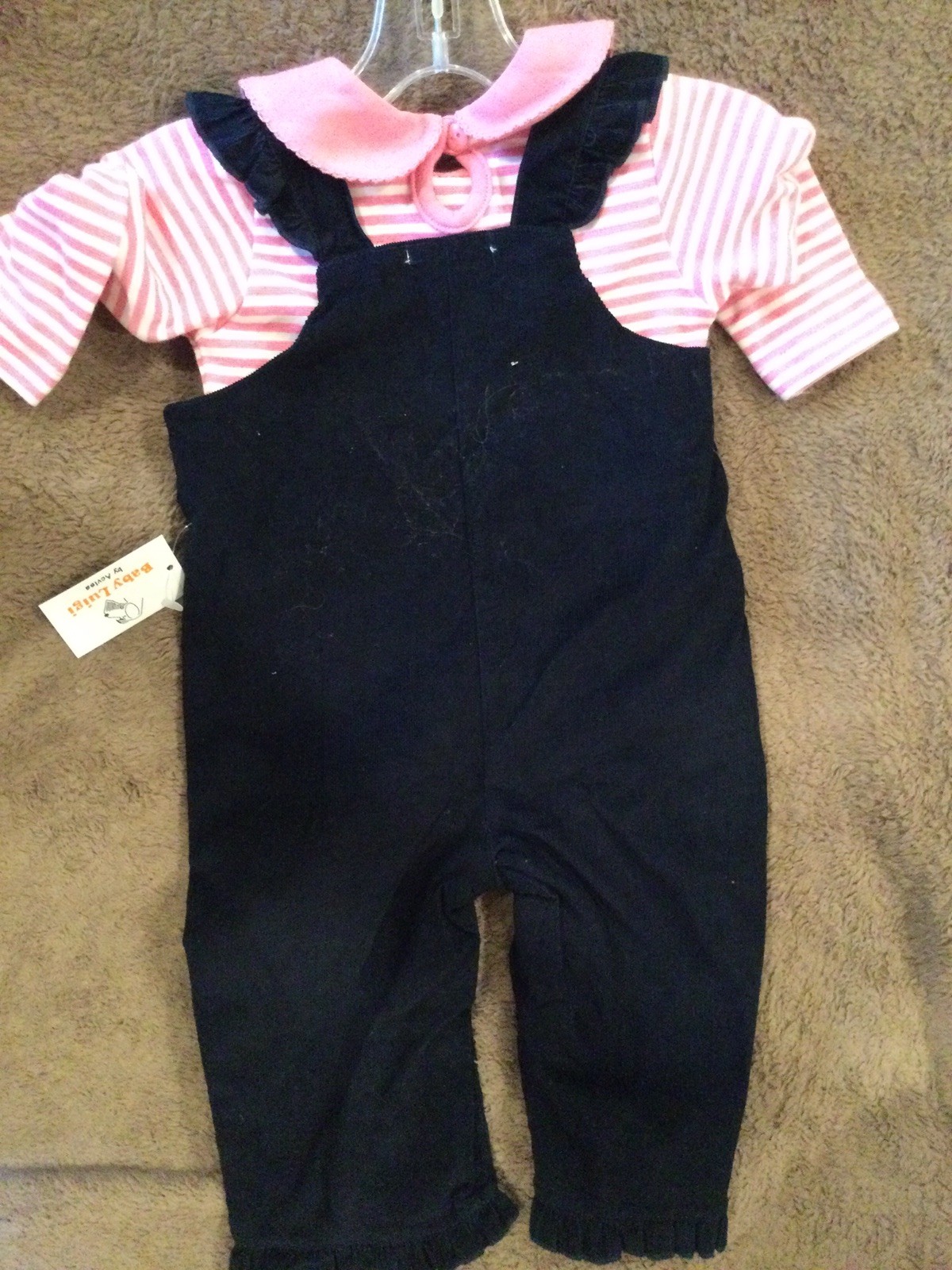 NWT Baby Luigi By Acvisa Girls 6 M 2 Pc Cord Overall With Peter Pan Top Sheep
