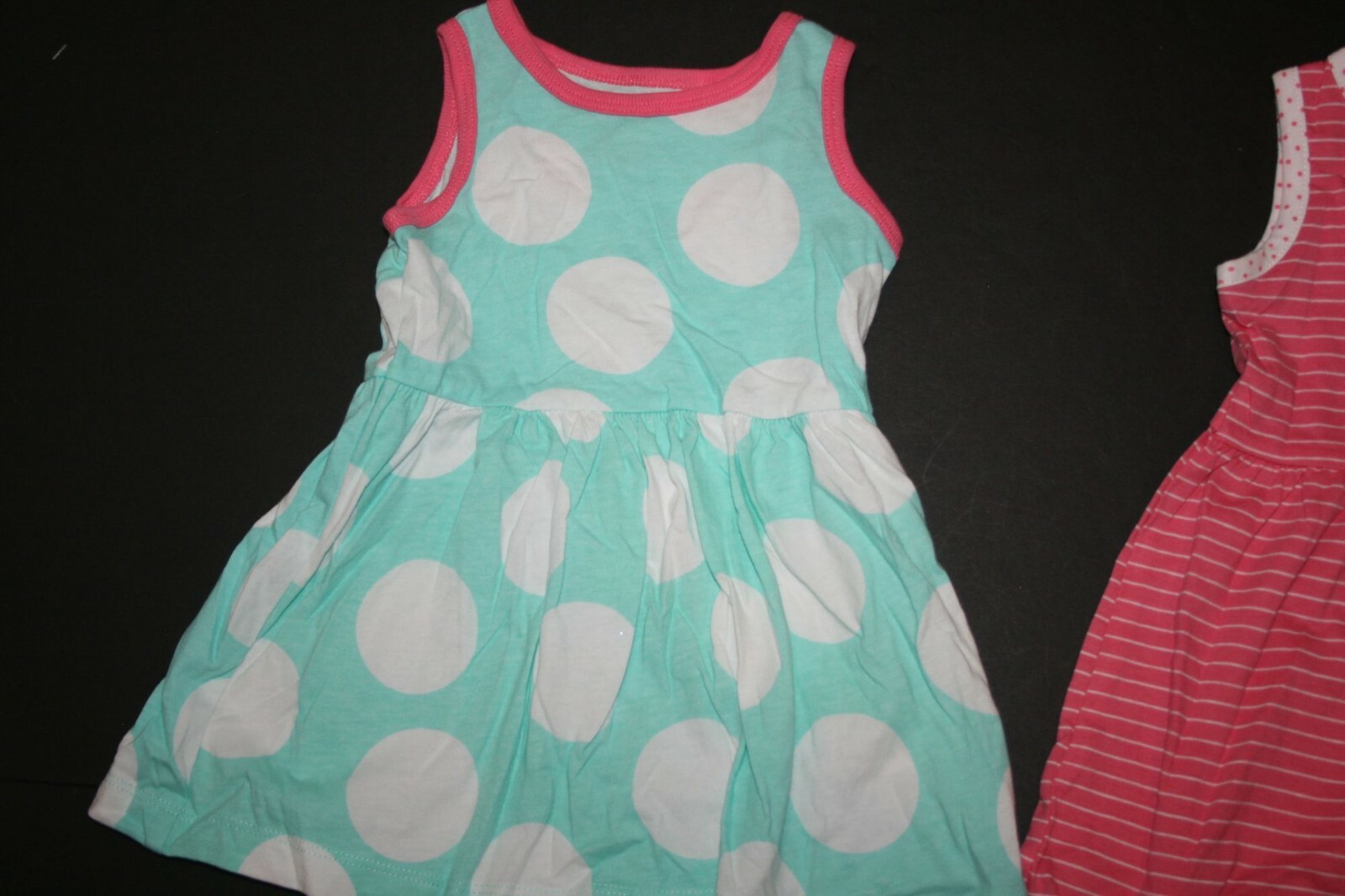 New Carter’s 6m Girls 2 Pack Lot Summer Tank Dress Pink Stripes & Polka Dots