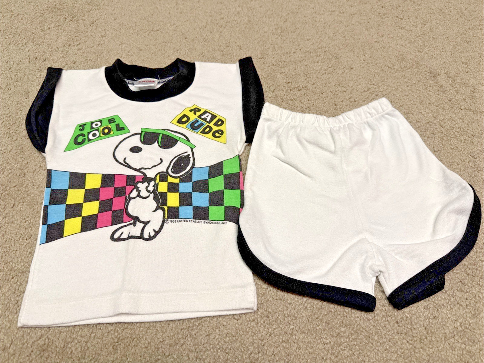 Peanuts Snoopy Joe Cool Rad Dude Short Set 18 Months Single Stitch Vintage 90’s