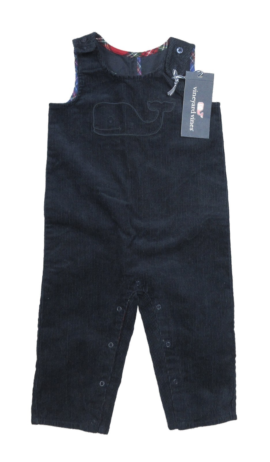 Vineyard Vines Baby Boys Vineyard Navy Blue Embroidered Whale Corduroy Overall