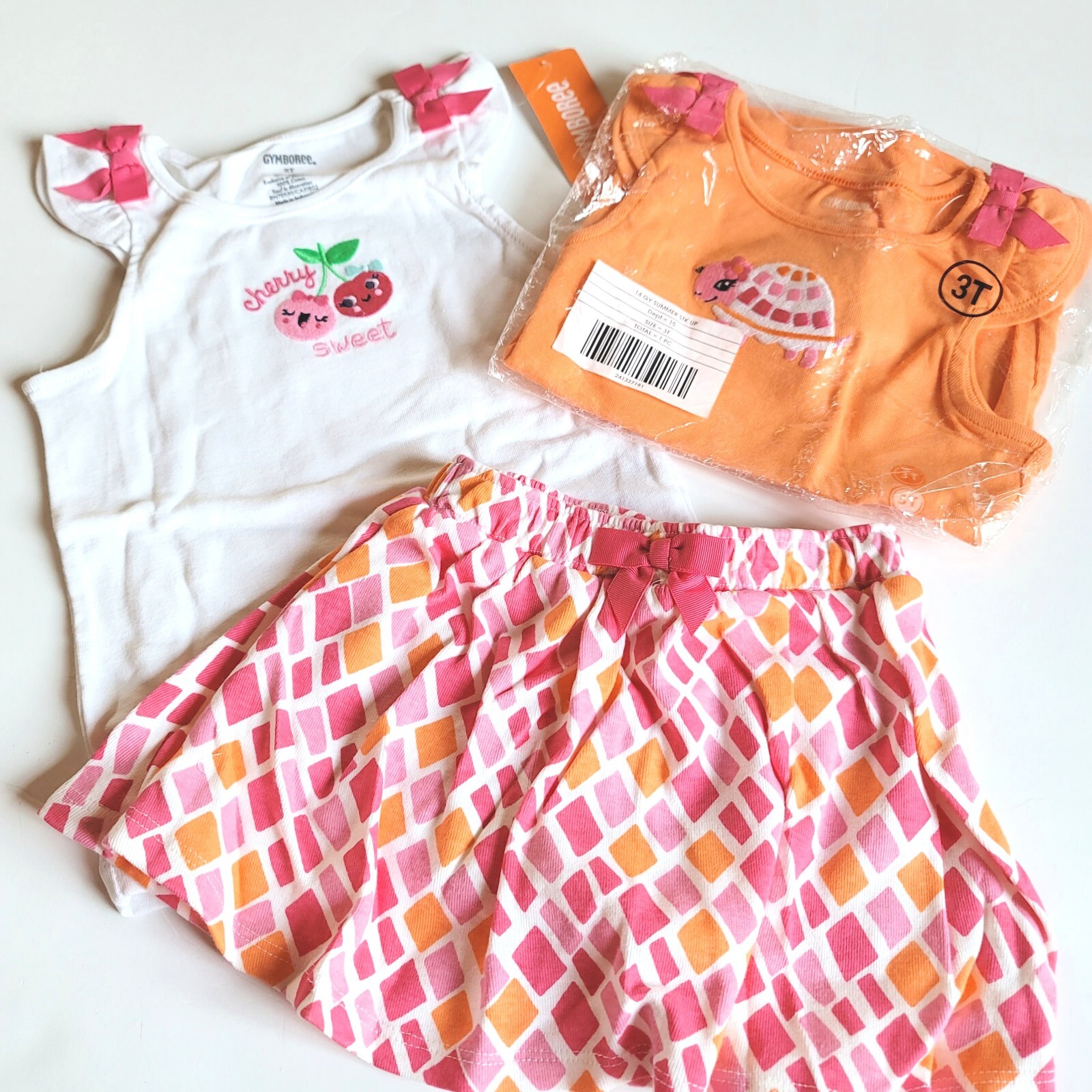 Gymboree 2T Everyday Favorites Pretty Turtle Cherry Tank Tops Geo Skort Set NWT