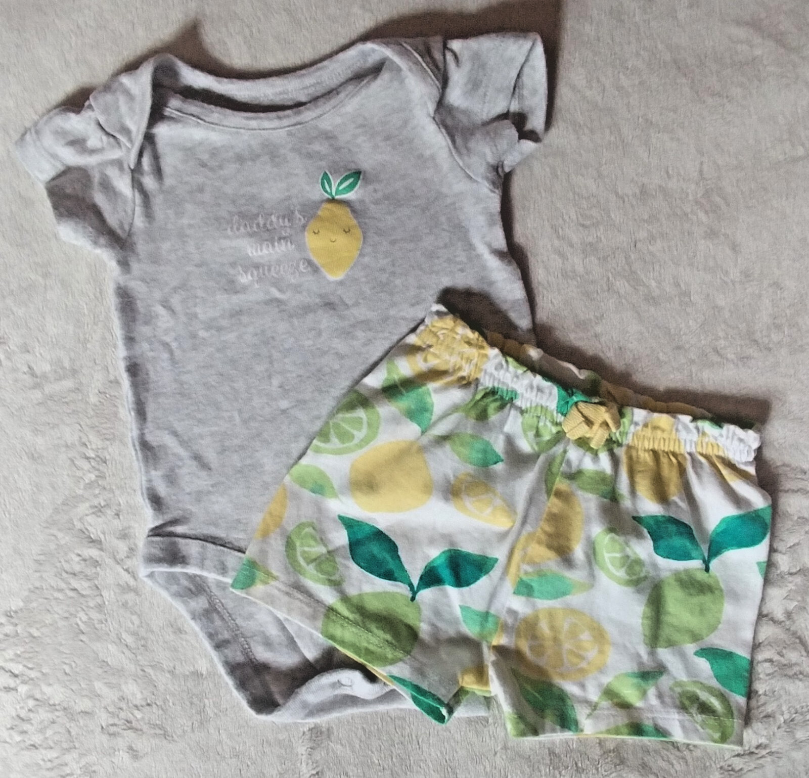 shirt and shorts Bundles Baby Place 0 to 3 months lemons limes infant wear