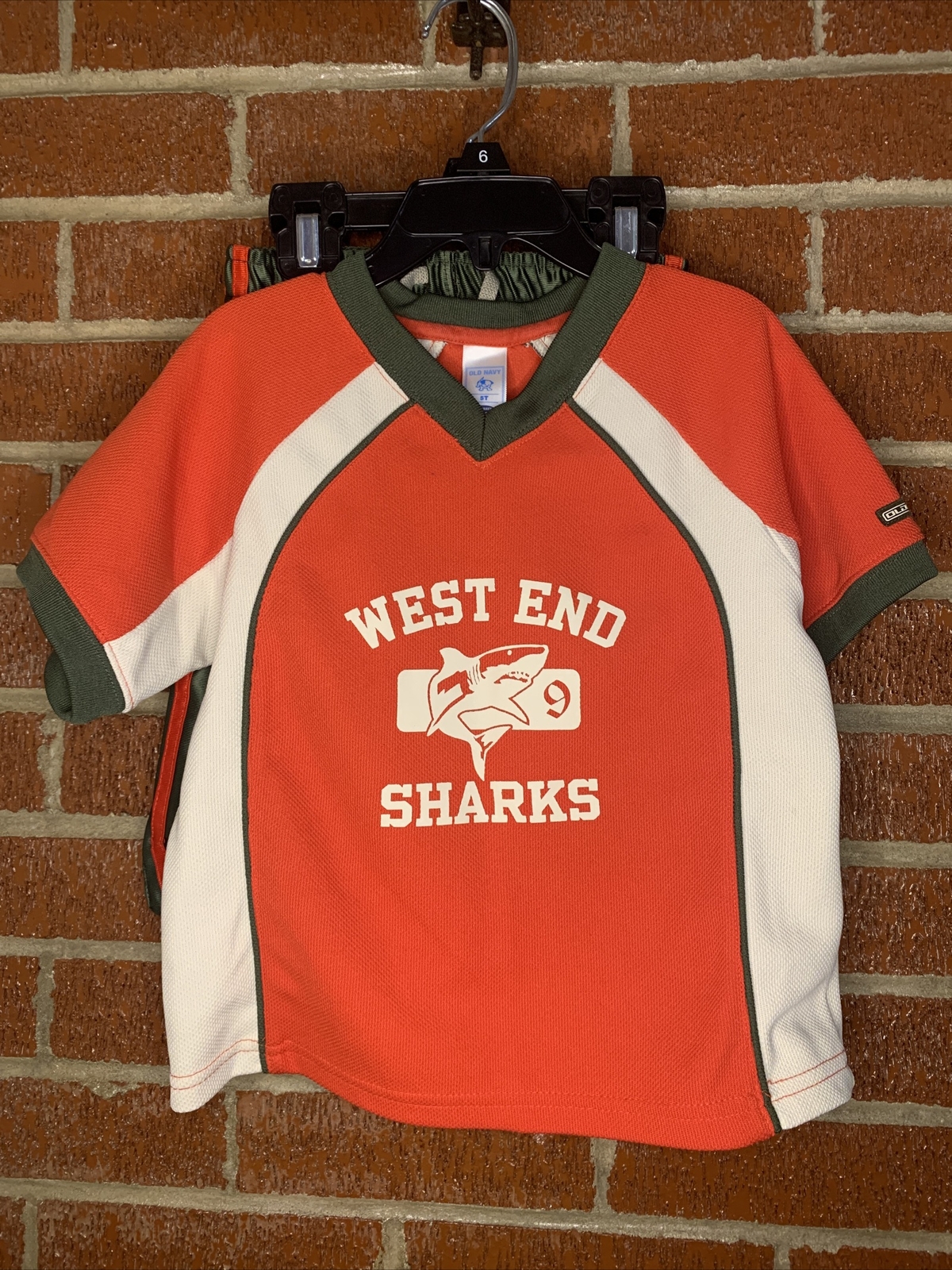Old Navy Boys Outfit Mesh Athletic Y2K Shark Orange Green 5T