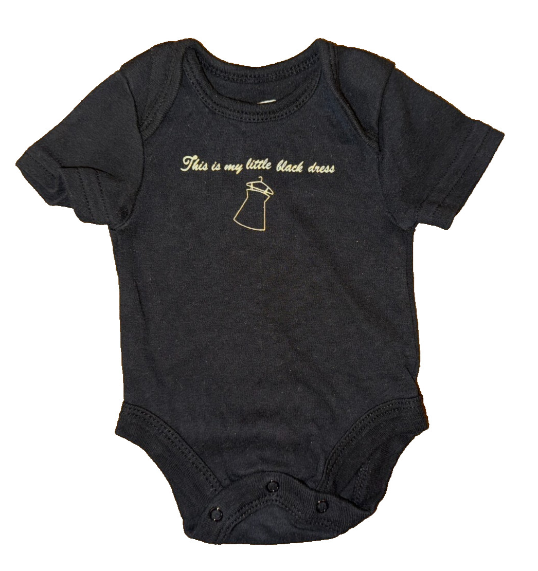 VTG Faded Glory Girl Preemie Bodysuit Outfit Shirt This Is My Little Black Dress
