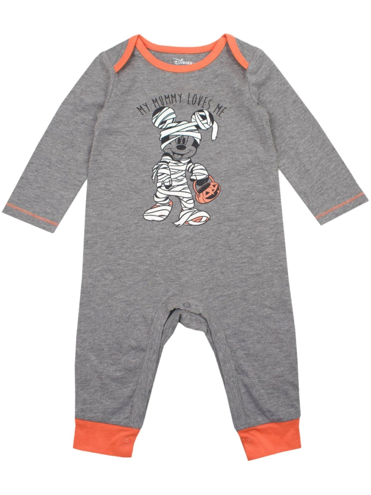 Infant Boys Gray Disney Mummy Mickey Mouse Romper Halloween Coveralls 3/6M