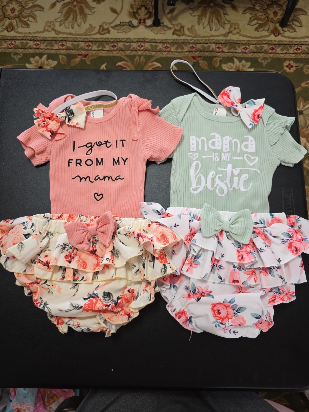 Girls Sz 12-18m Lot Of 2 Boutique Looking Outfits W/ Headband