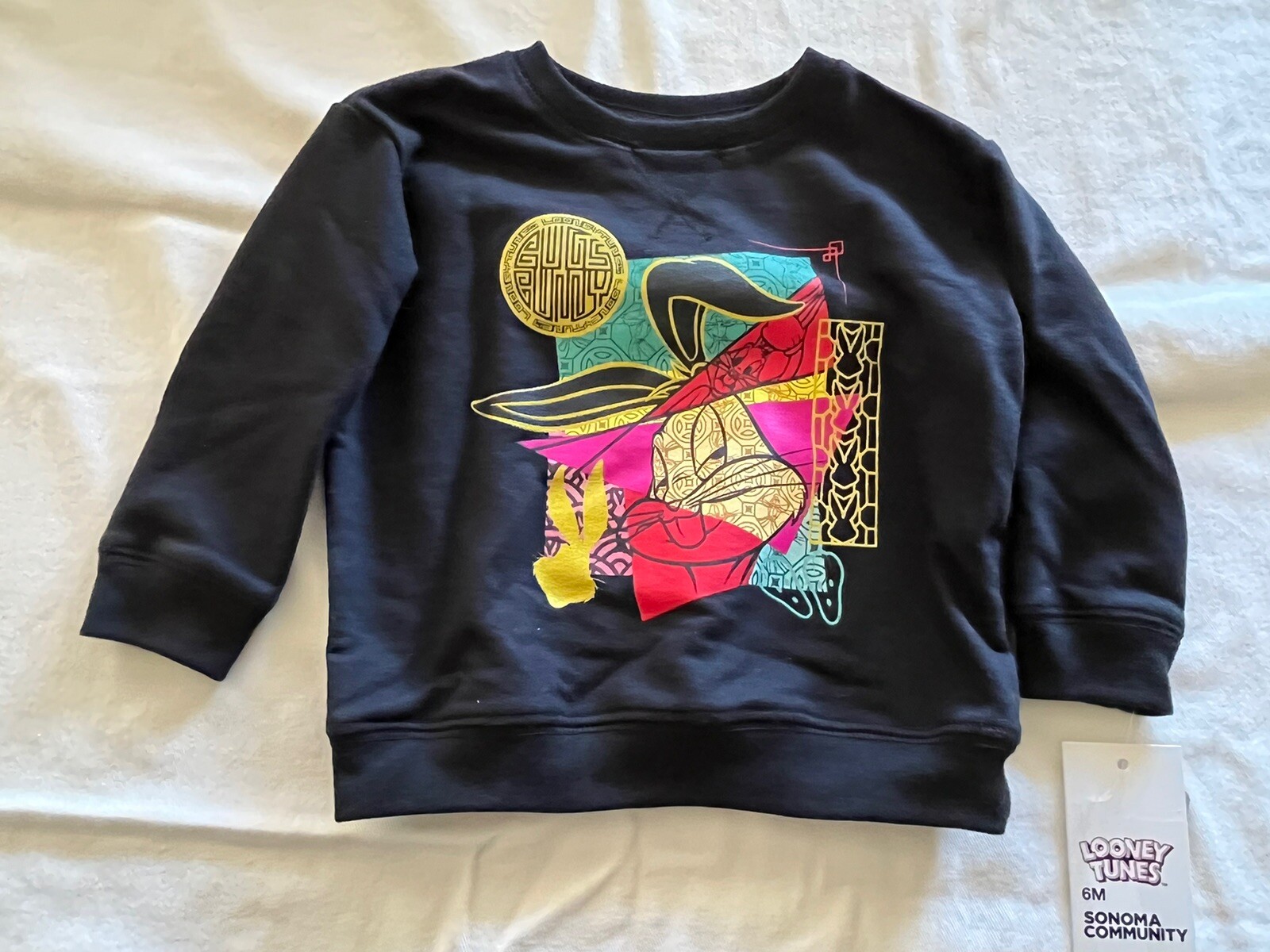 Sonoma Community™ Looney Tunes Bugs Bunny Lunar New Year Black Graphic Top 6 Mo