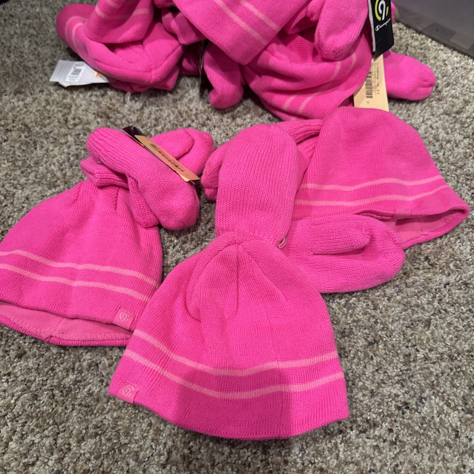 Lot Of 17 Pink Hat & Mitten Sets 12-24M 2-5T Champion Brand