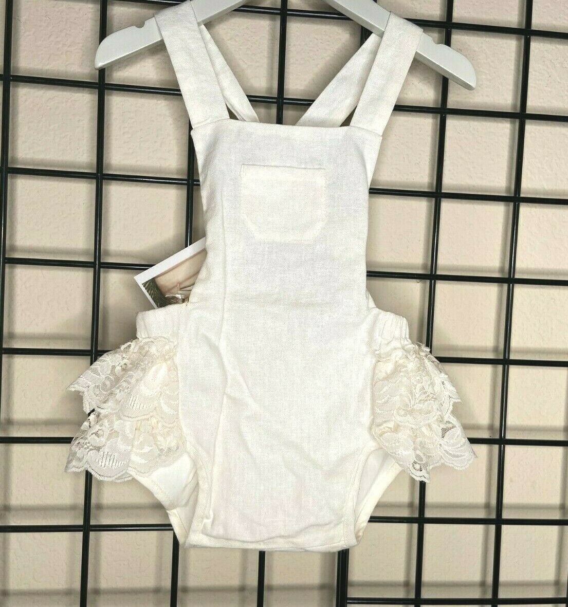 NEW NWT Eggshell White Plush Lace/Linen/Cotton Sunsuit-Wild & Fierce 2Y-Fit 2/3Y