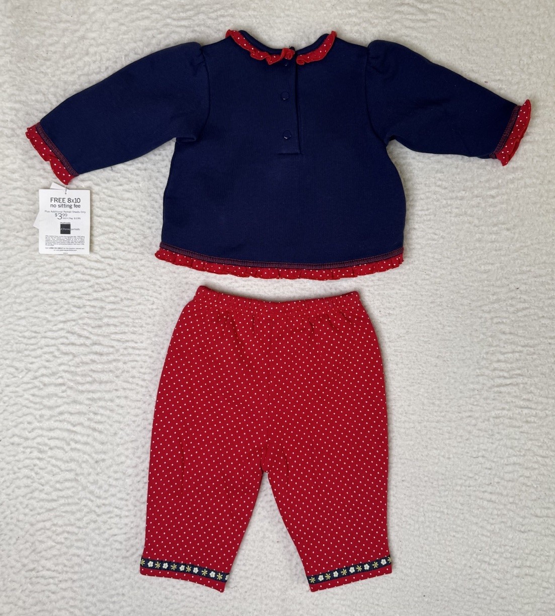 VTG Baby Okie Dokie Navy Sport Poppy Outfit Sweatshirt Pants Girls 6-9 Months