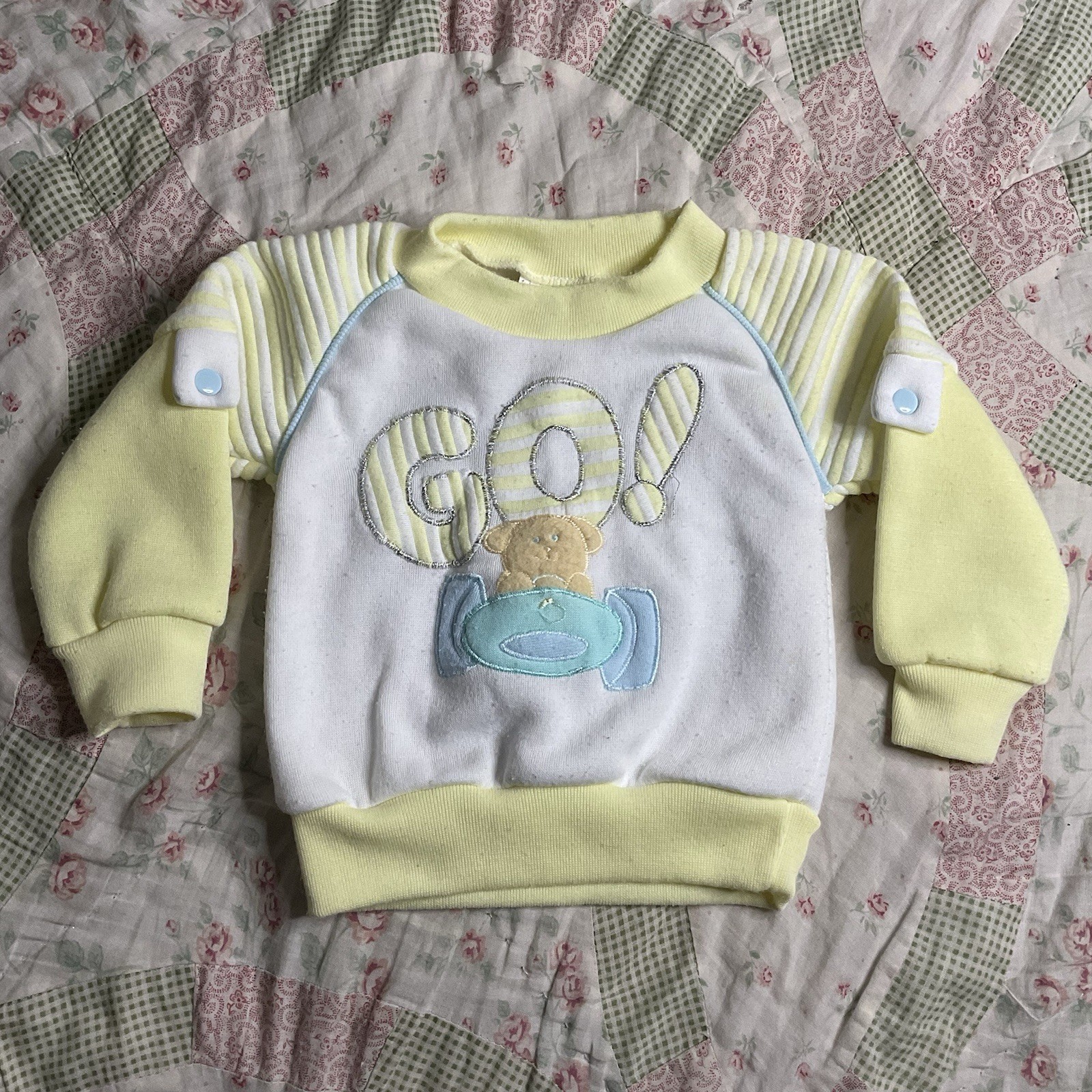 80s LIGHTNING BUG girls toddler vintage 2pc matching set 24mo “GO!” teddy