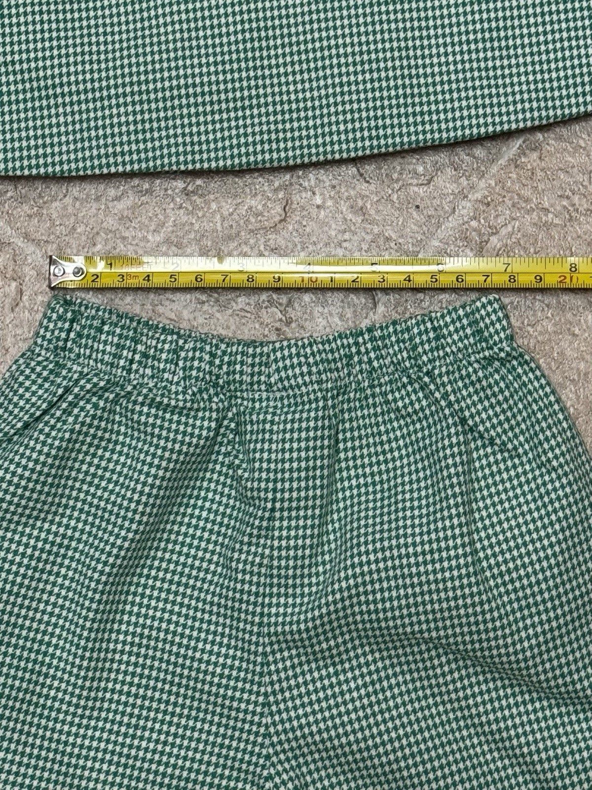 VTG Bailey Boys 12 Mo Girl 2 Piece Set Green Houndstooth Reindeer Bows Holiday