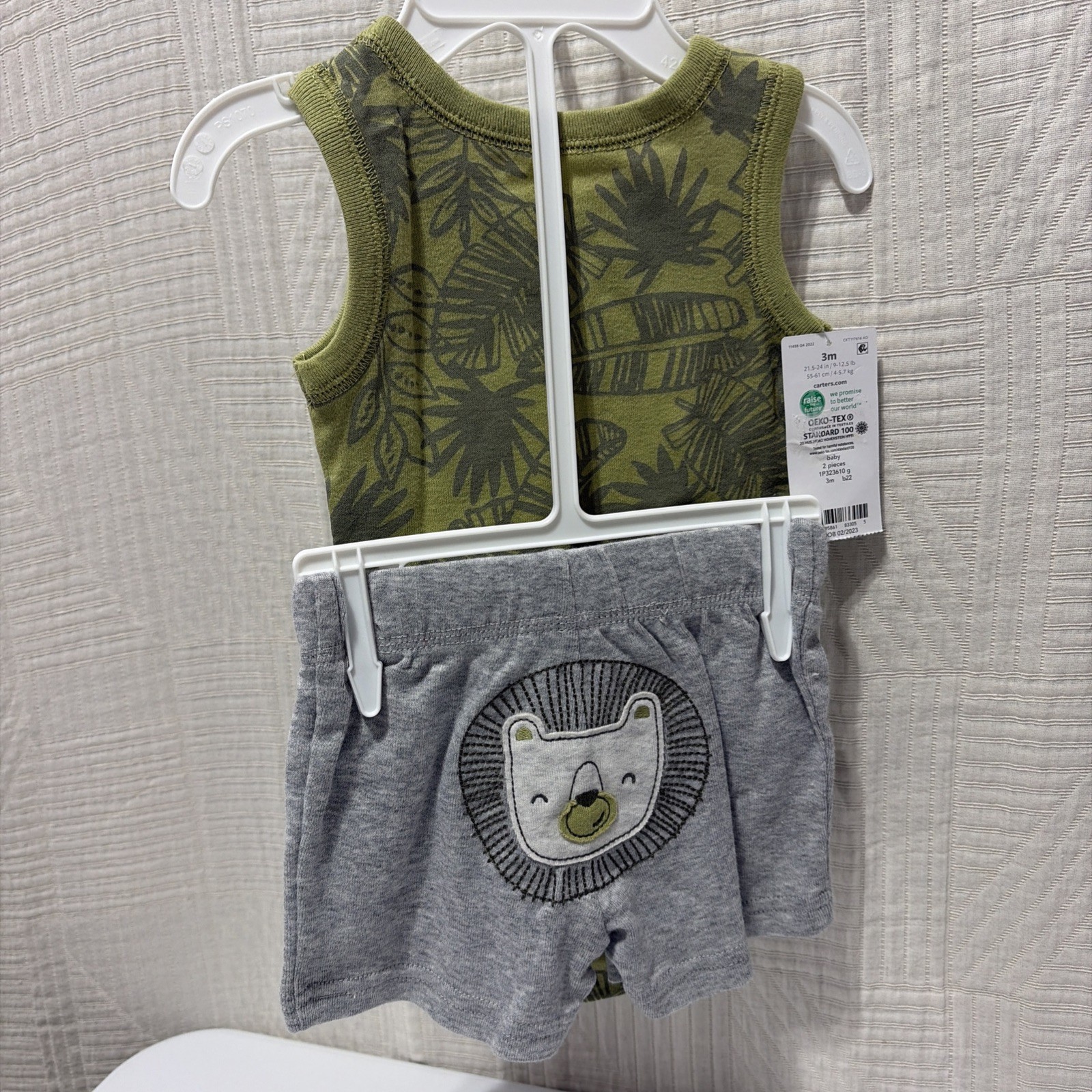 Carter’s Baby Boy 2 Piece Lion/jungle Print Knit Short Outfit Size 3 M New