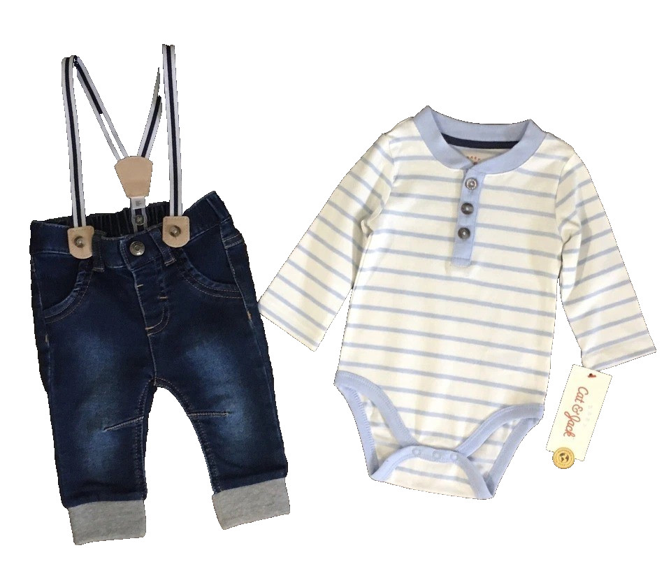 Baby Boys’ Mini Man Suspender Top & Bottom Set – Cat & Jack 0-3 Months