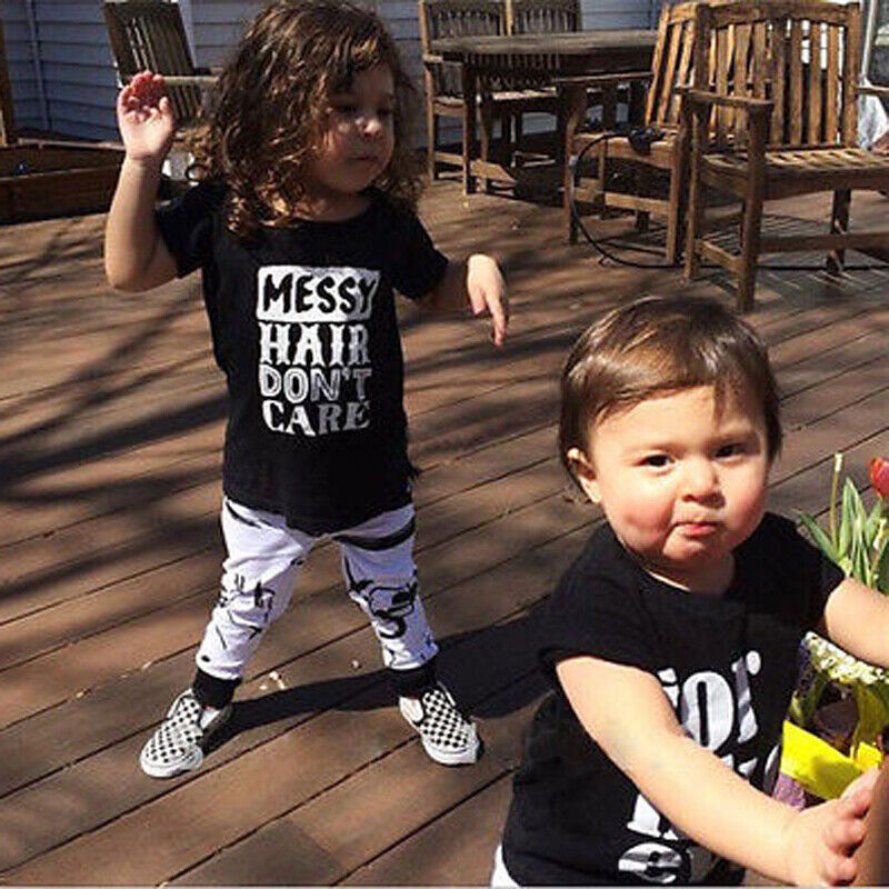 2pcs Newborn Toddler Kids Baby Boys Girls Clothes Outfits T-shirt Tops+Pants Set