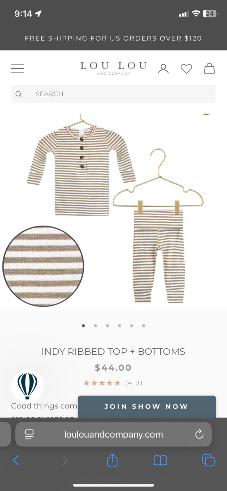 Lou Lou & Company Bentley Ribbed Top and Bottoms – Size 3-6 Month