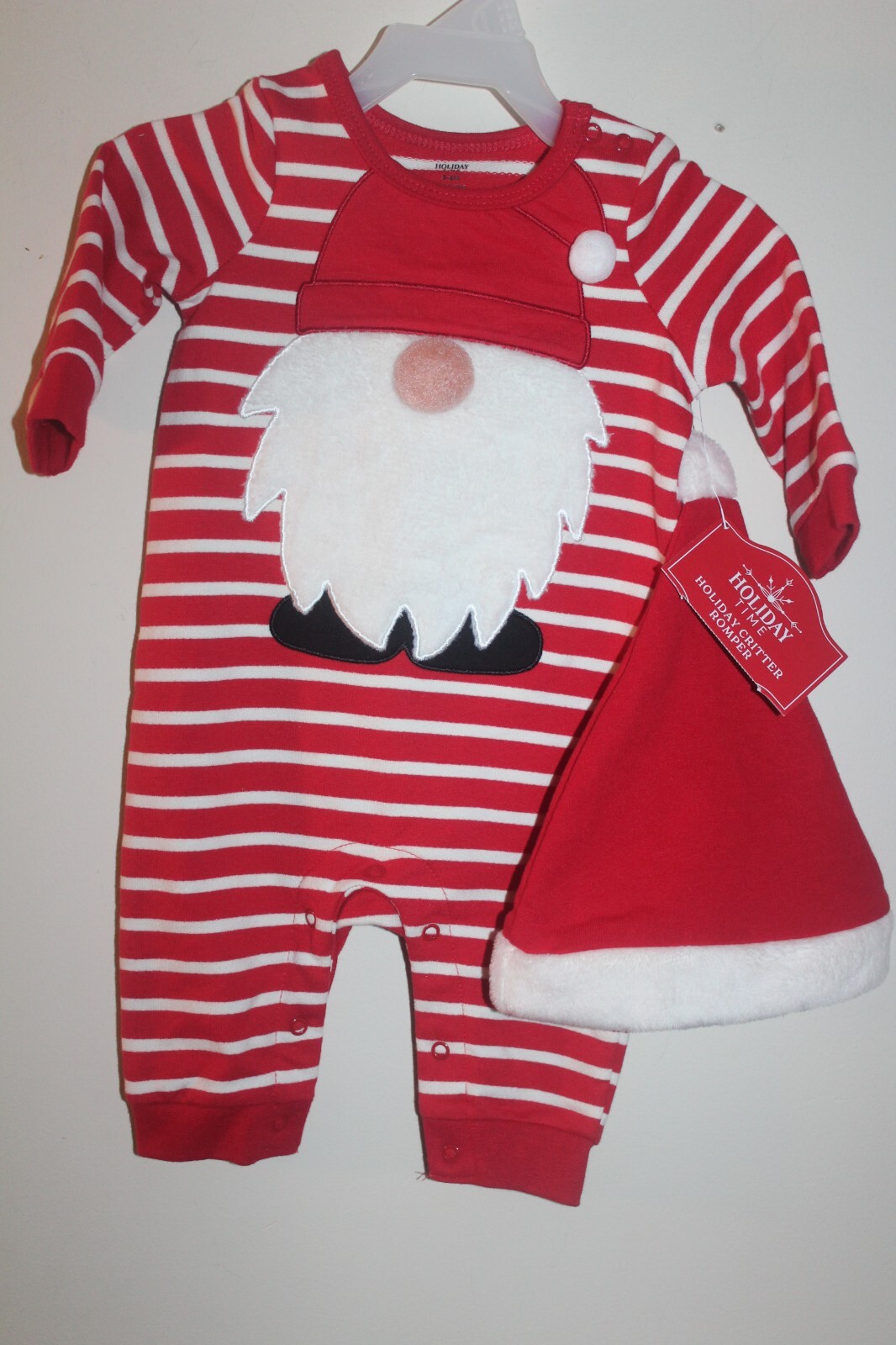 Holiday Time Infant Romper with Santa Claus Hat NWT