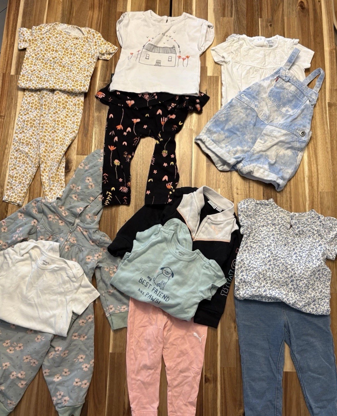 Baby Girl Spring Outfit Lot Carters cat & Jack Mixed 12 & 18 Months 14 Pieces