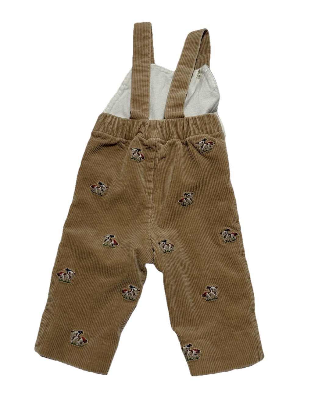 Ralph Lauren Baby Boys Corduroy Embroidered Overalls Size 6 Month Hunting Dogs