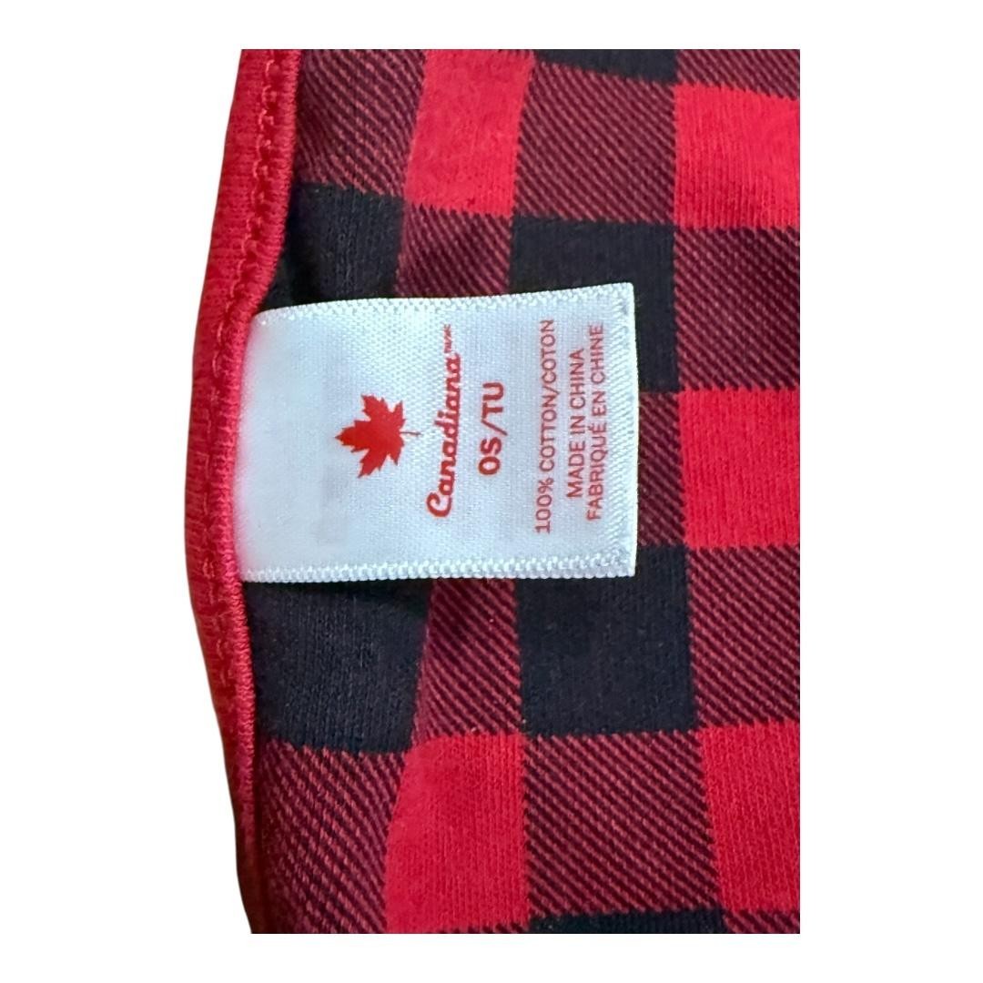 Canadiana Baby Outfit Set 6-9M Red Buffalo Plaid Moose Bodysuit Pants Bib Hat