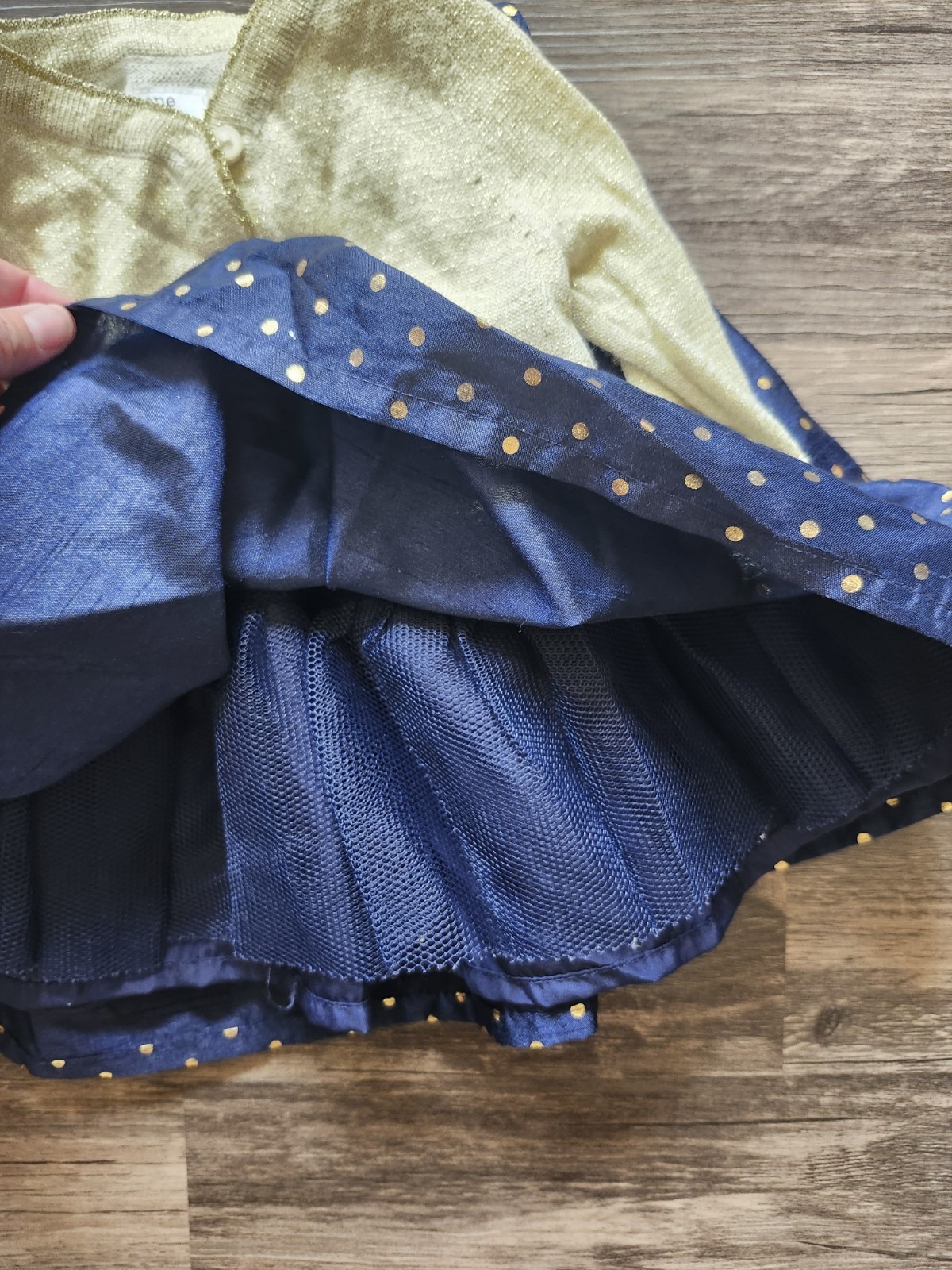 Carter’s 3 Month Golden Polka Dot Navy Special Occasions Dress Set