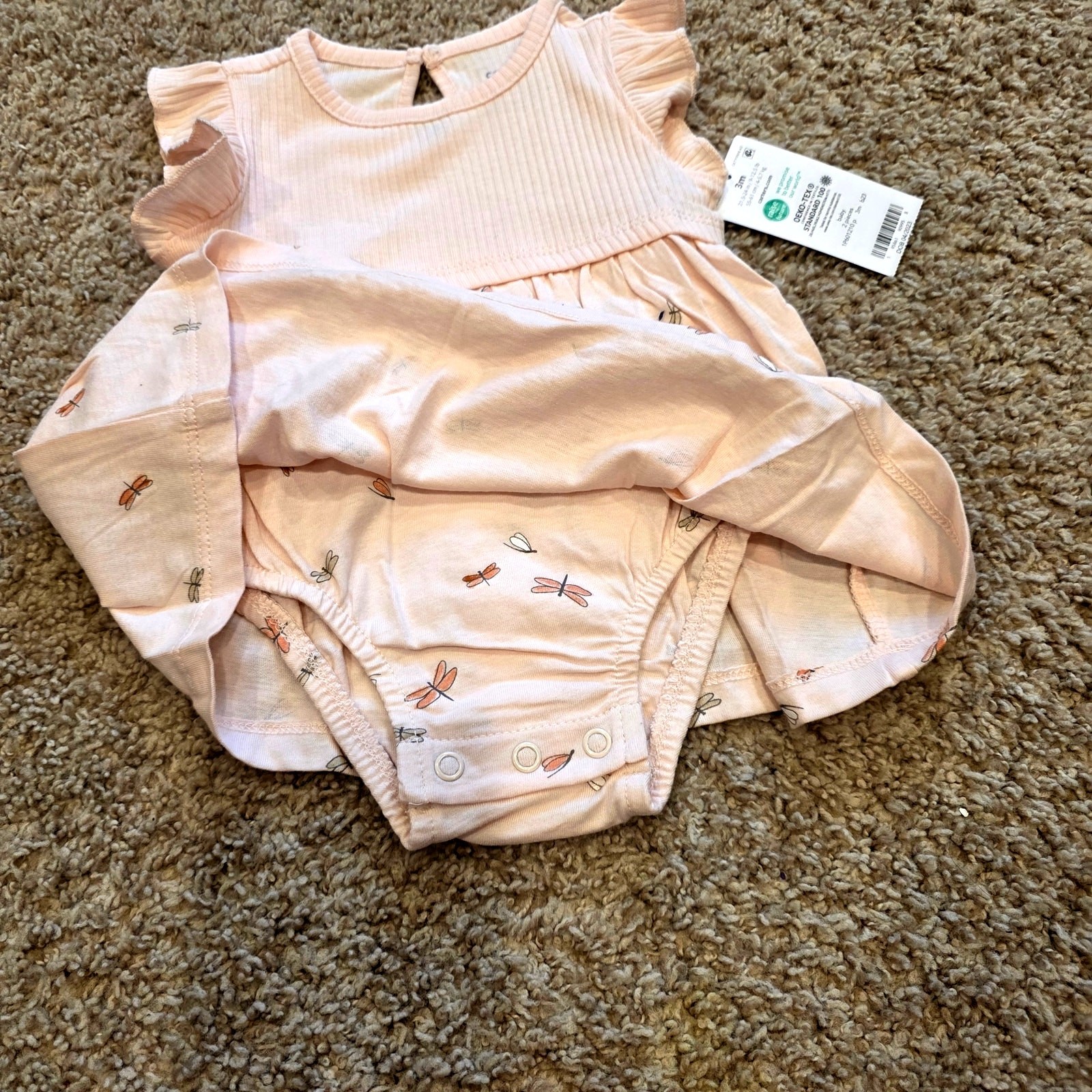 NWT carter’s dragon fly ruffle sleeve dress and cardigan set baby sz 3mo