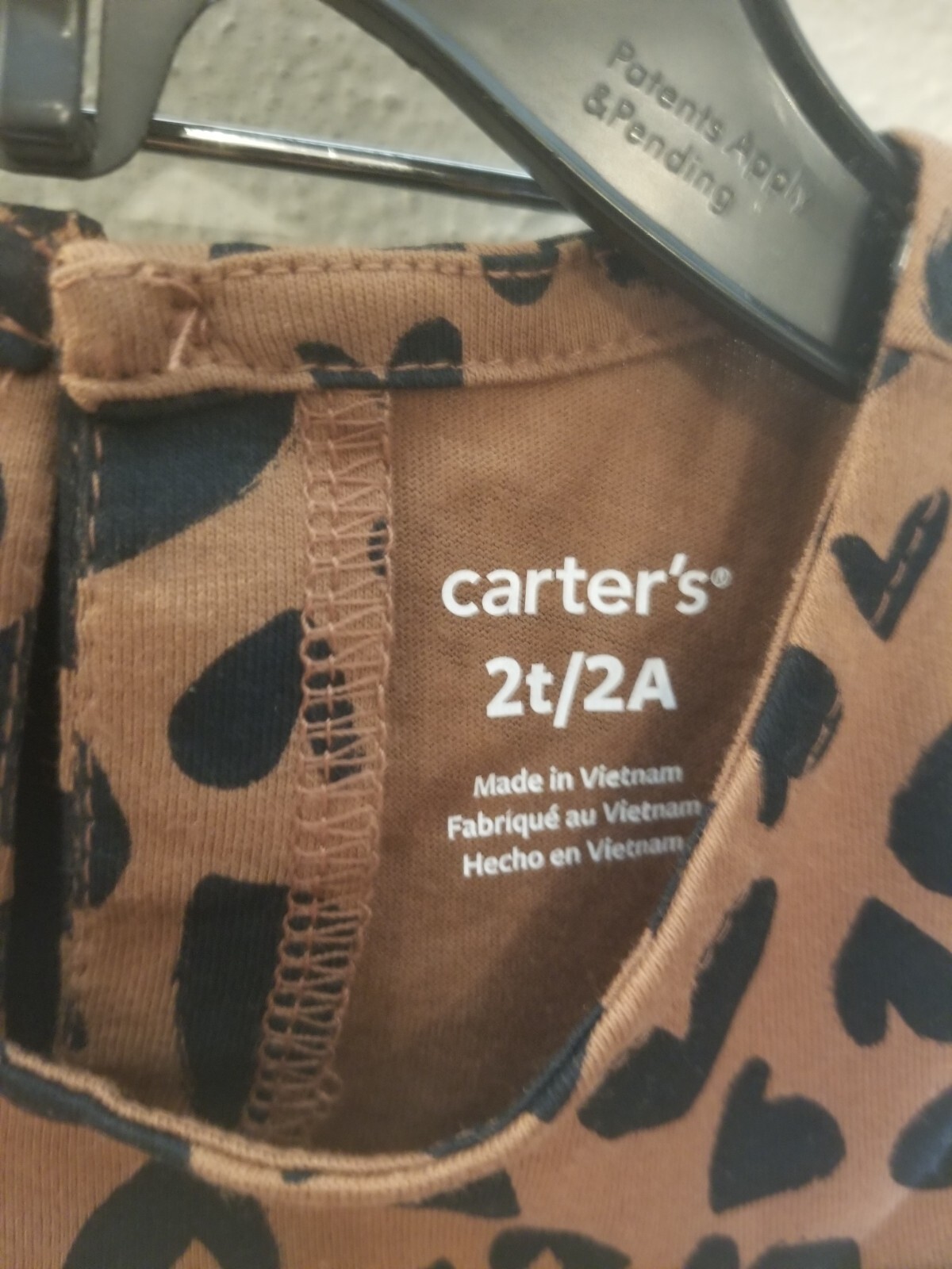 Carters Children Girl’s Set Brown Heart Top W/Black Pant Size 2T New With Tags
