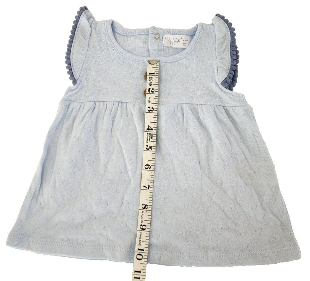 Rene Rofe Baby Girl 2 Piece Outfit Set 6M Blue Dress Top & Daisy Print Legging