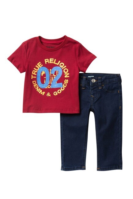 True Religion T-Shirt Denim & Goods 2-Piece Set 24 mo (Baby Boys) Red