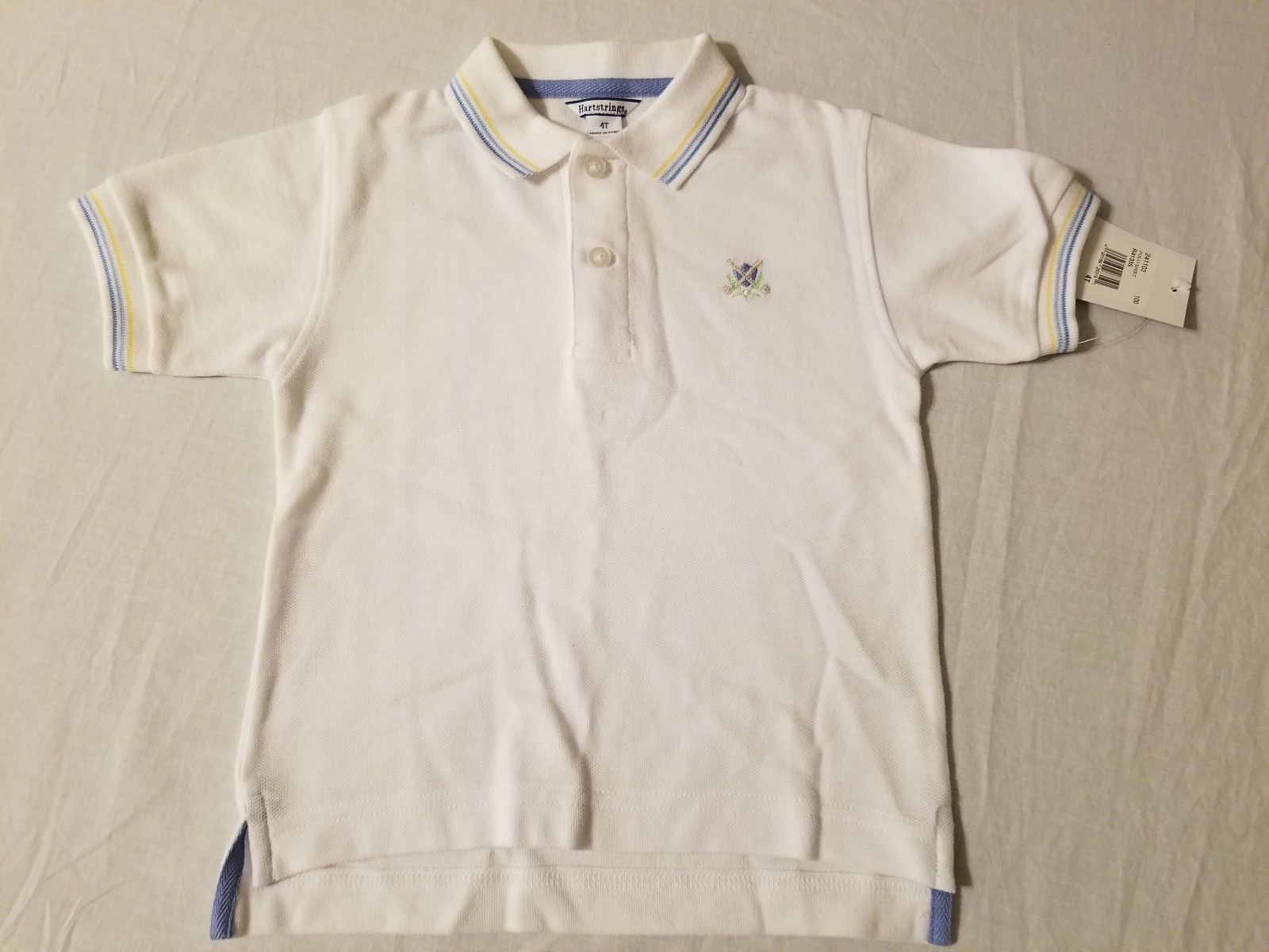 NWT Hartstrings Size 4 Boys Overalls Shorts and Shirt Set White Khaki Golf