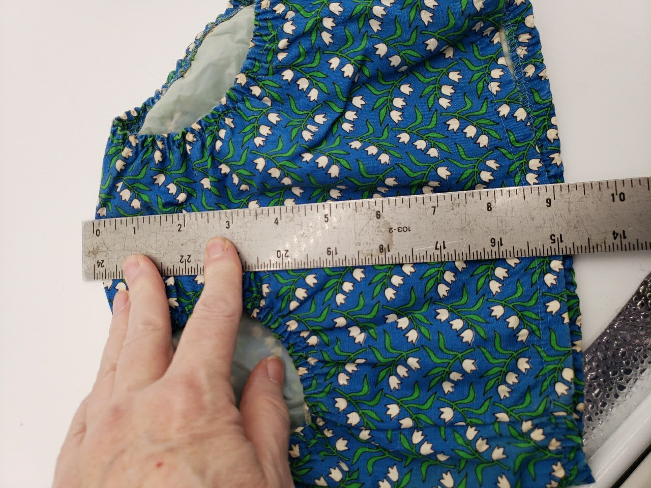 Vtg 50s Nannette 2 Pc Toddler Set Blue Green White Lily of the Valley Floral