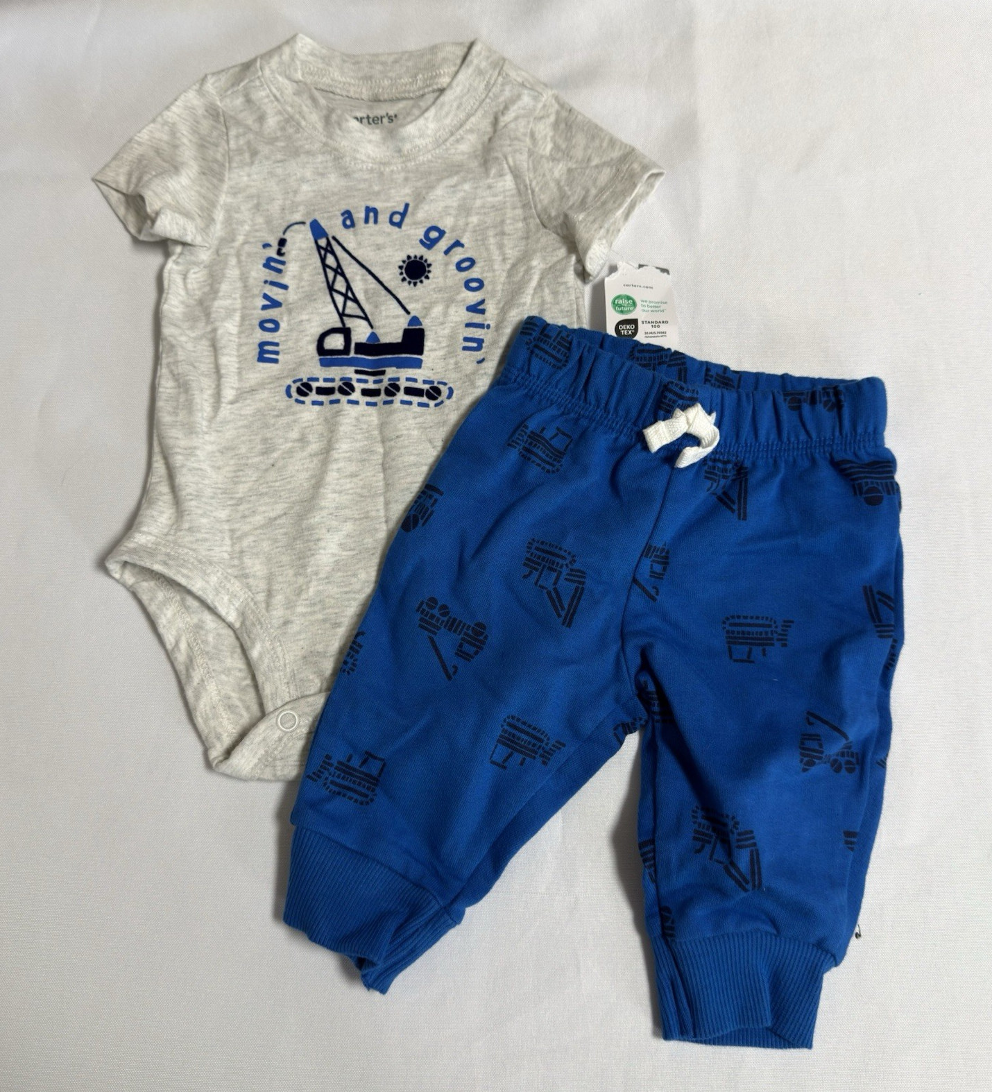 Carter’s Baby Boys Construction Bodysuit and Pants 3 Months 2 Piece Set Blue