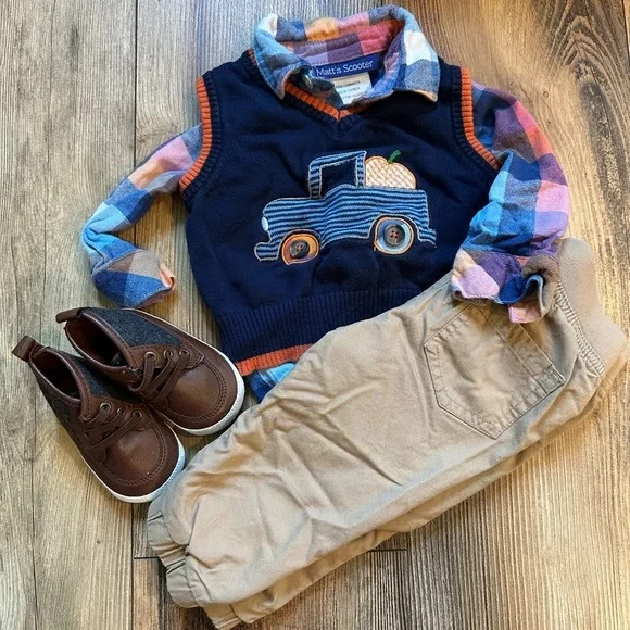 Fall Outfit Baby Boy Infant Baby Cat &Jack Matts Scooter 3-6M Harvest Pumpkin