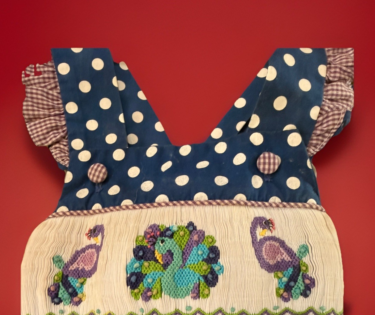 Stellybelly Smocked Peacocks Bubble Romper Ruffles Sz 12 month