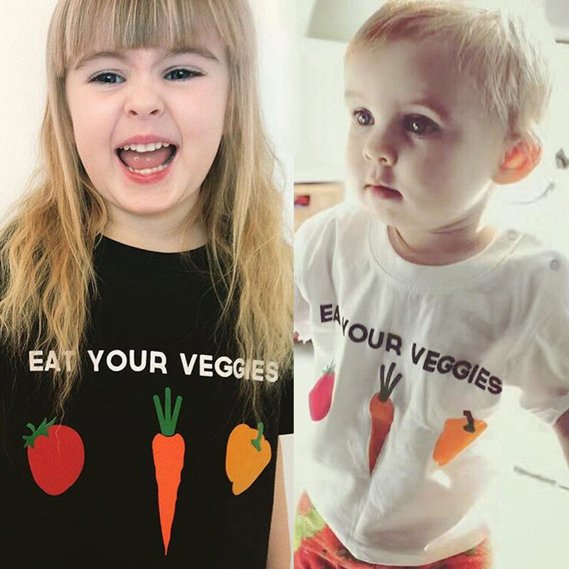 Kids Toddler Eat Your Veggies T-shirt Tee Tops Clothes For Boys Girls US Stock