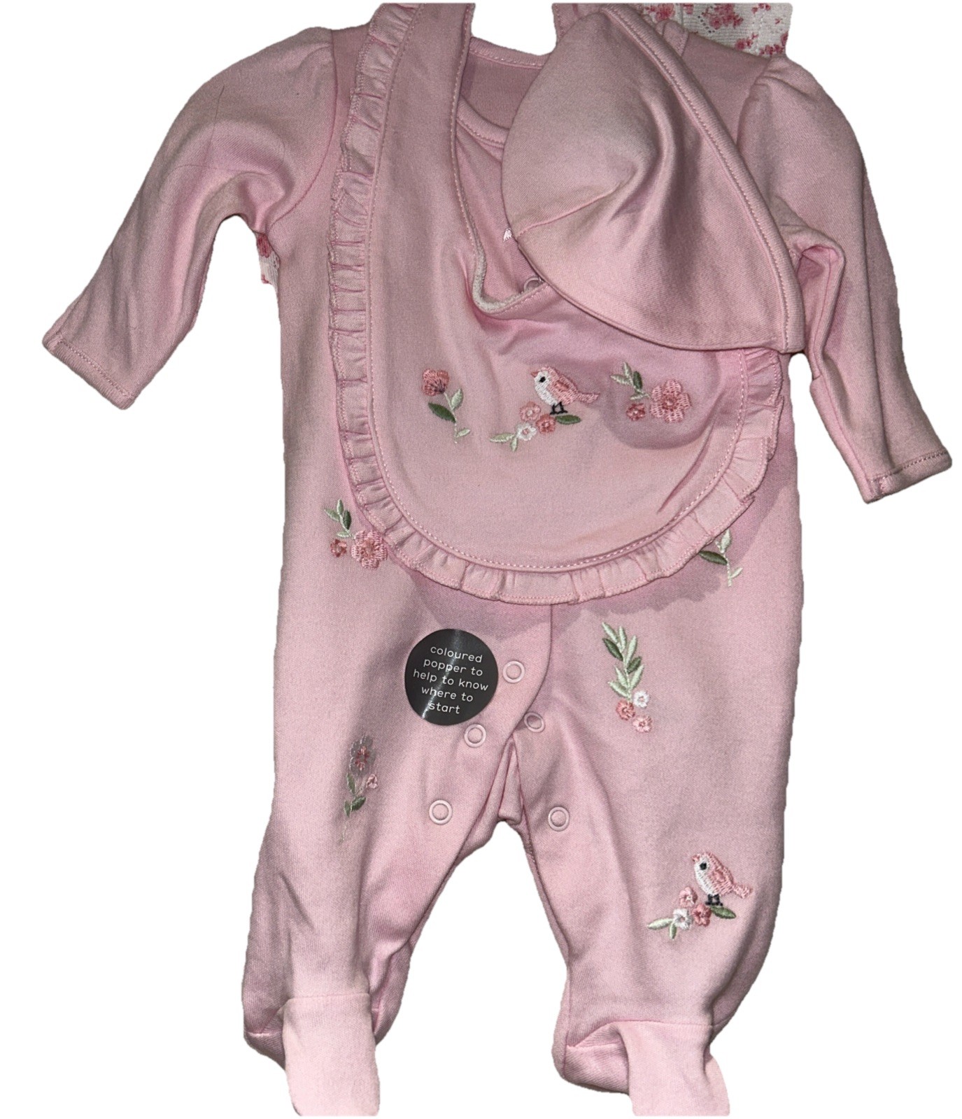 Tiny Baby ~ 5 Lbs ~ Pink Floral & Bird Themed 5 Piece Starter Set By Nutmeg
