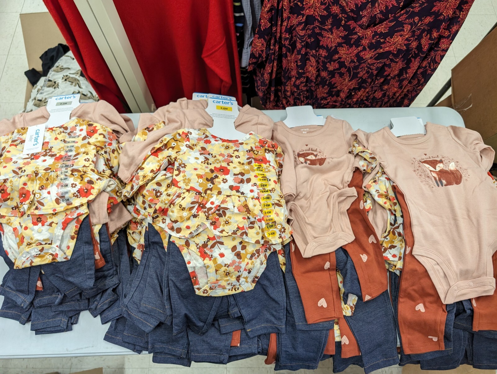 Carters 4 Pc Baby Girl Fall Floral/Fox Pants One piece Shirts Longsleeve SW1