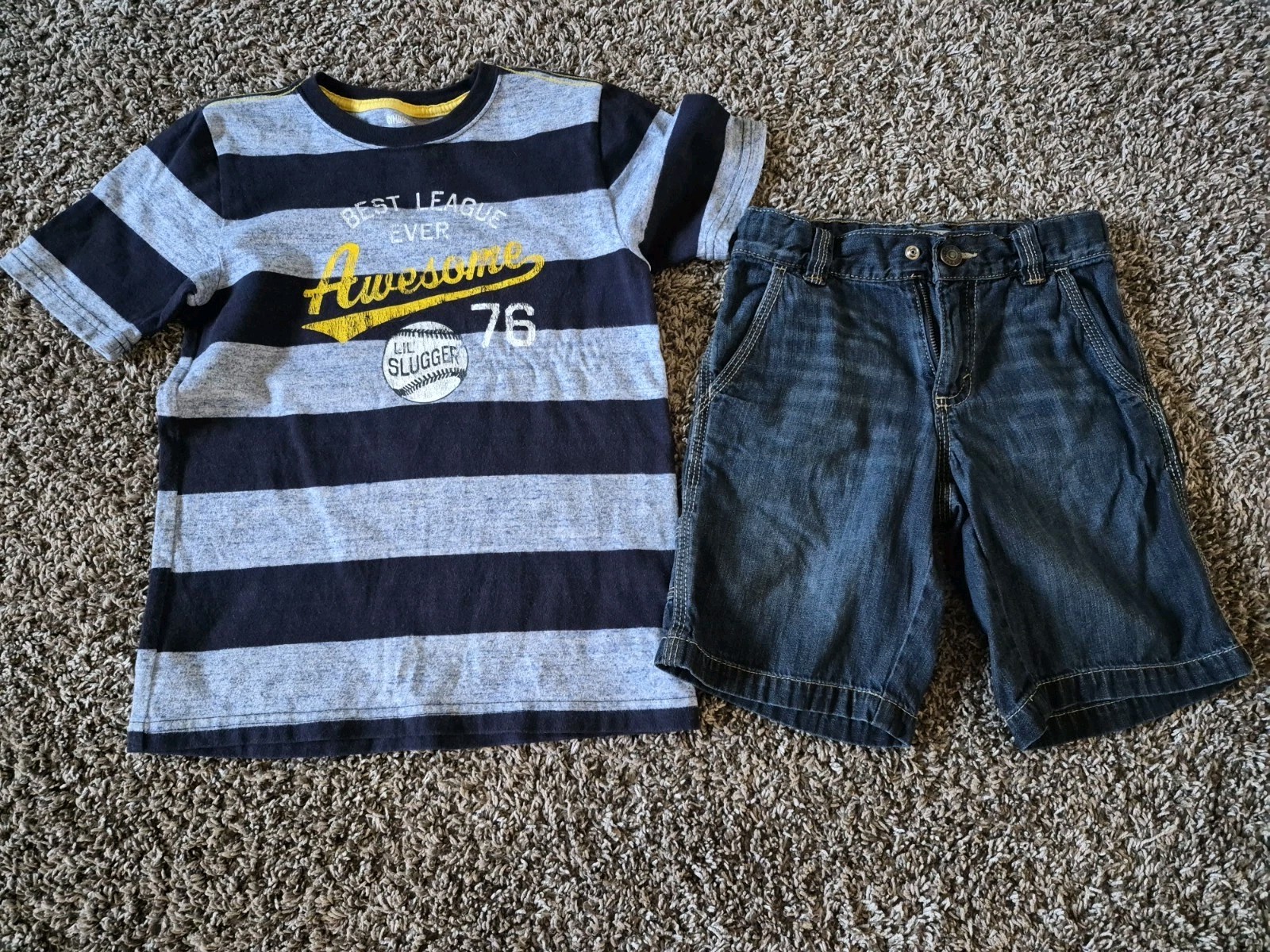 Boys Gymboree Size 5t Baseball Top & Old Navy Denim Shorts EUC