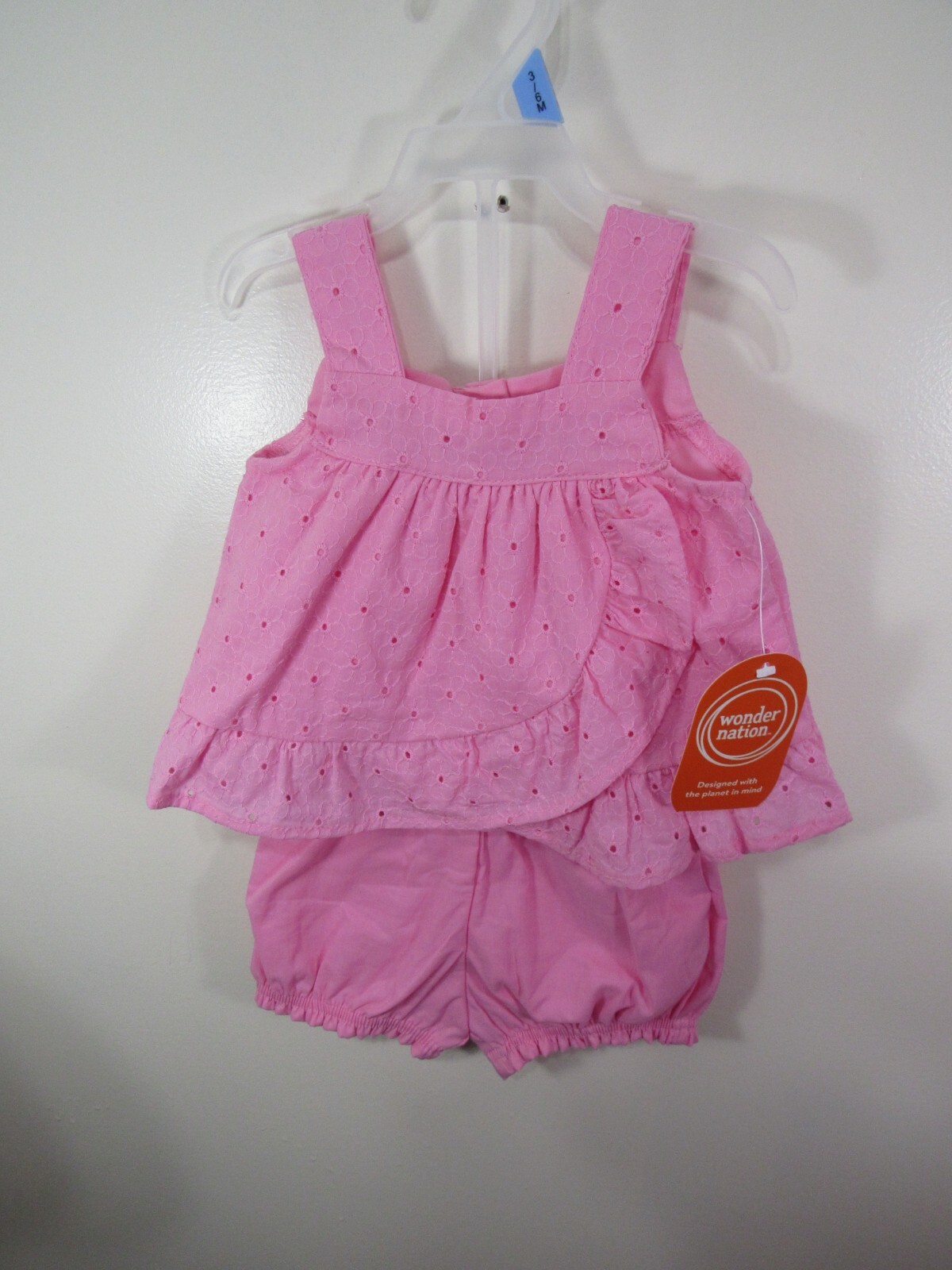 New Wonder Nation 2 Piece Eyelet Set Size 3 6 Months Pink