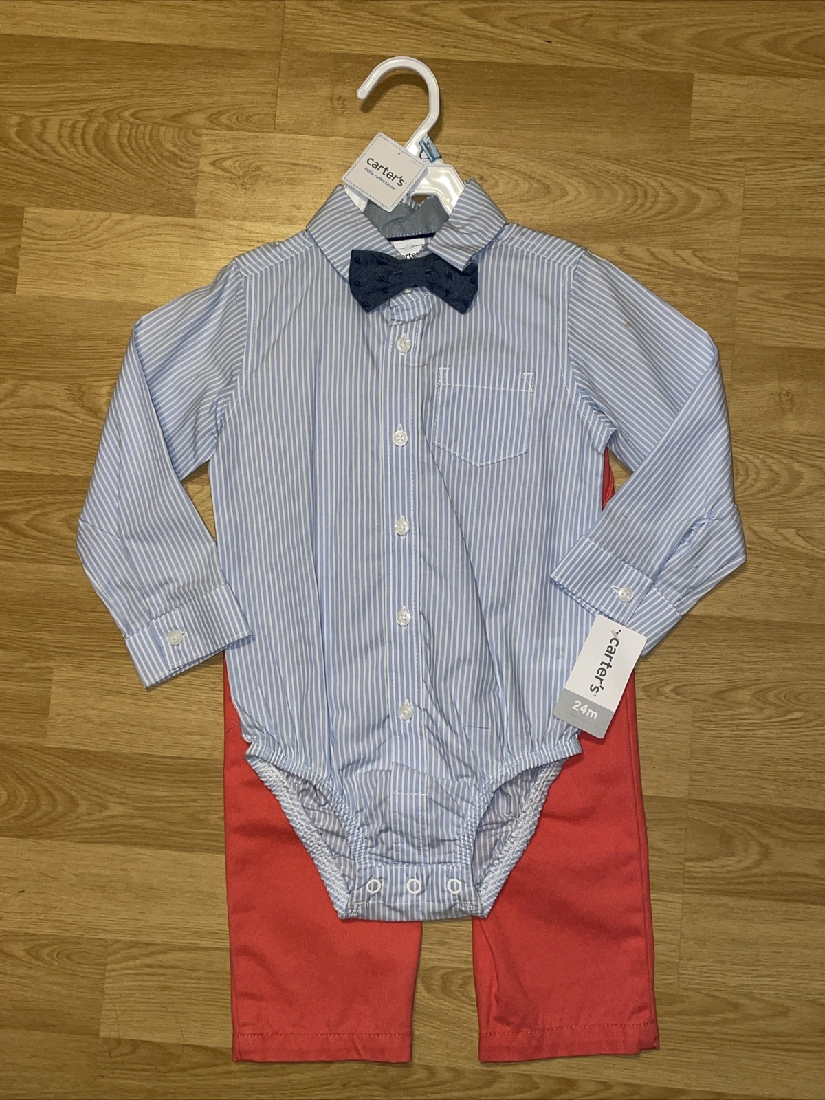 NWT – Carter’s Baby Boy 3-Piece Blue Pinstripe Dress Me Up Set with Bowtie (24M)