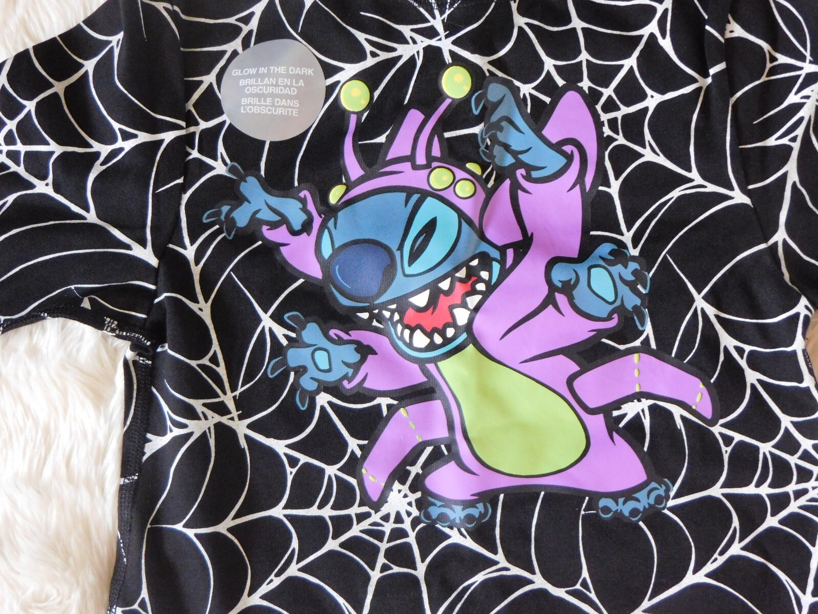 Disneyland Spirit Jersey Shirt Stitch Halloween Youth Kids Size 3 Glows in Dark