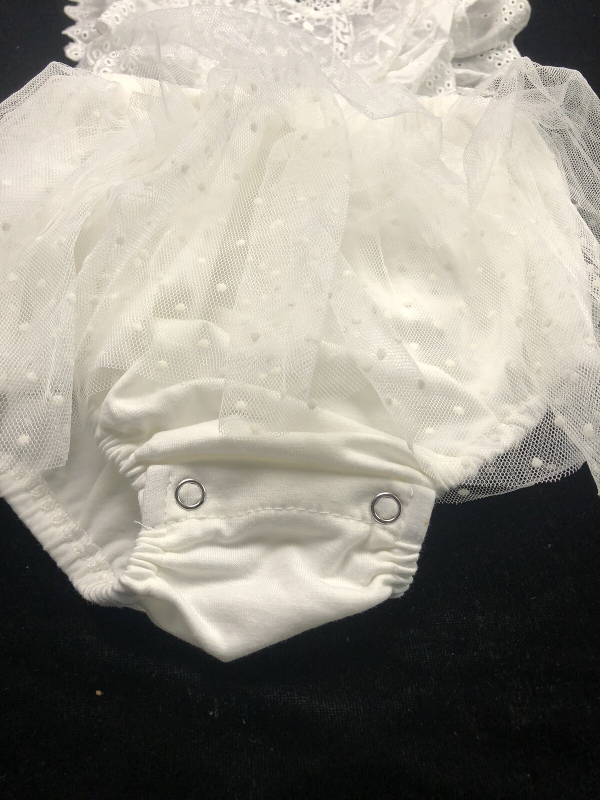 Unbranded Romper Skirt Tul Baby Girl Size 1 Year White Button Sleeveless