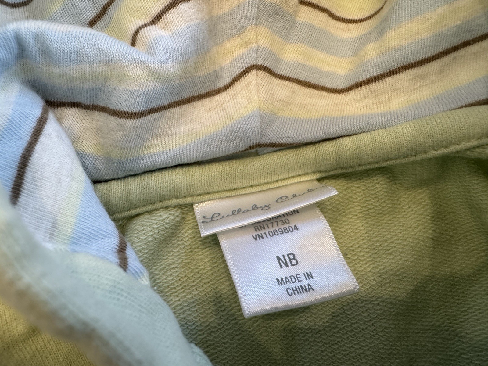 Lullaby Cove 3-Piece Outfit Set NB Striped Hoodie, Pants, Bodysuit Light Green
